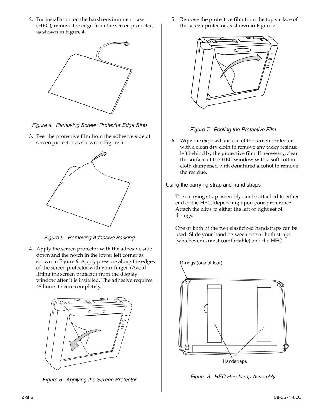 Fujitsu 130 manual Removing Screen Protector Edge Strip, Using the carrying strap and hand straps 