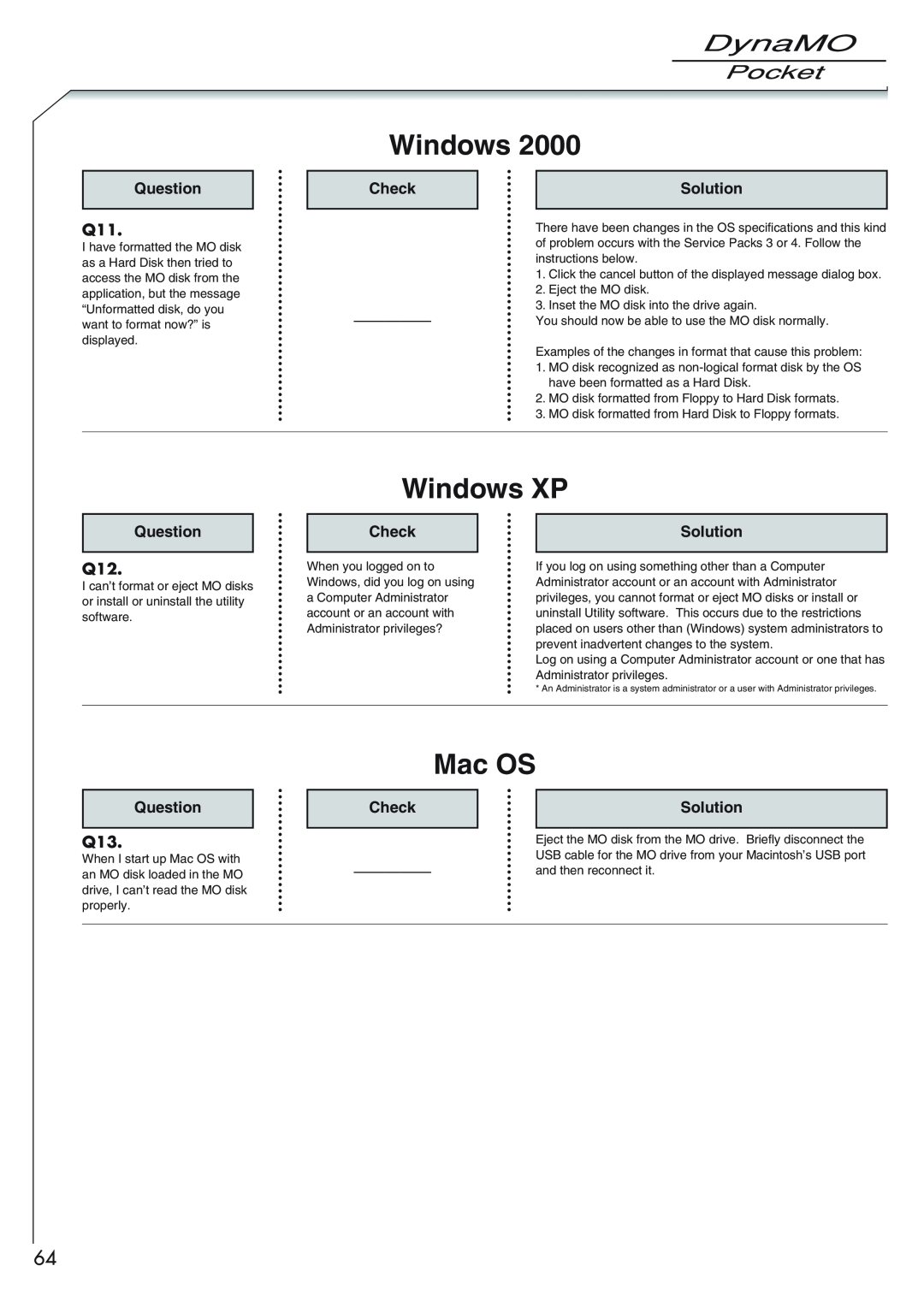 Fujitsu 1300U2 user manual Windows XP, Mac OS 