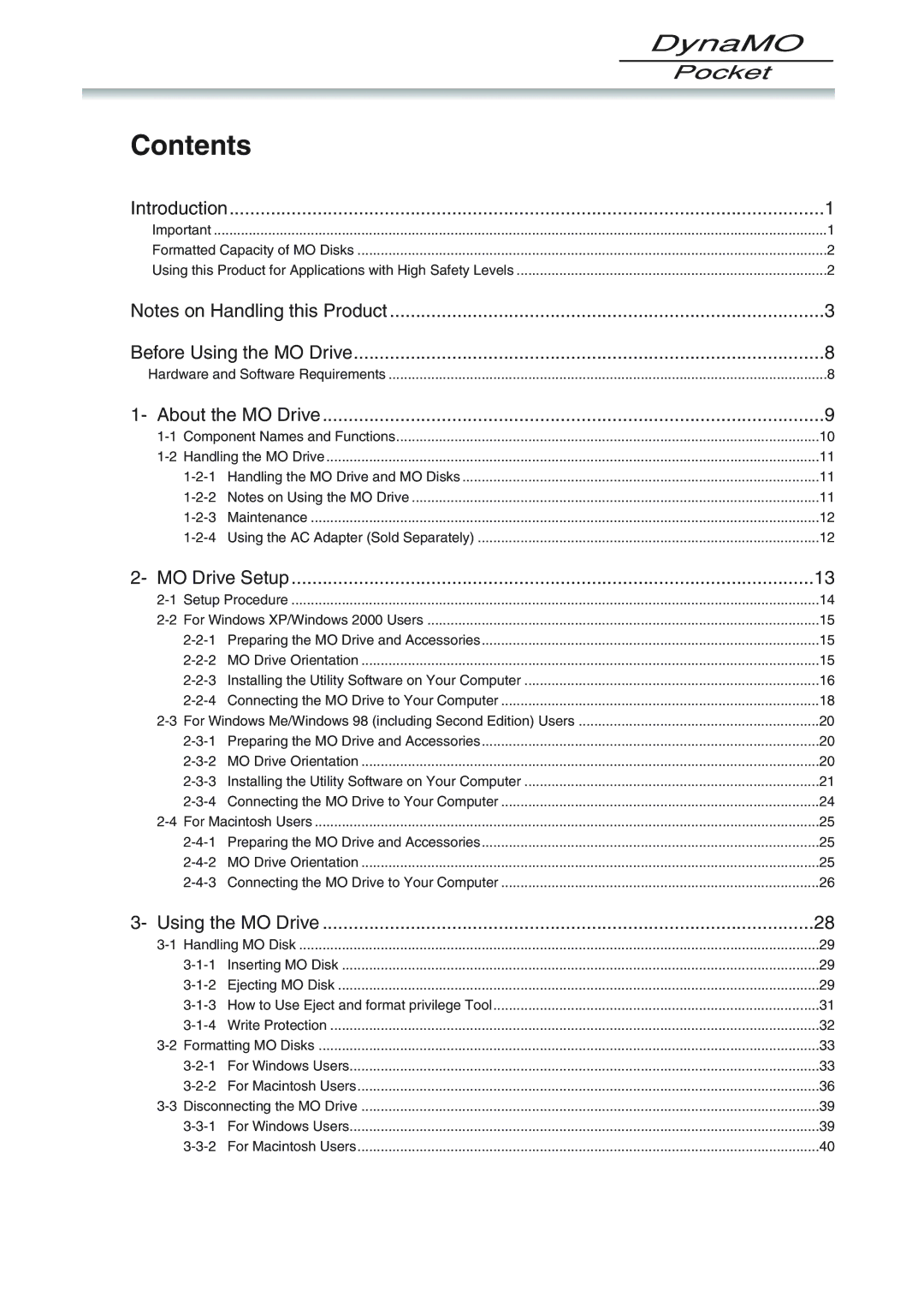 Fujitsu 1300U2 user manual Contents 