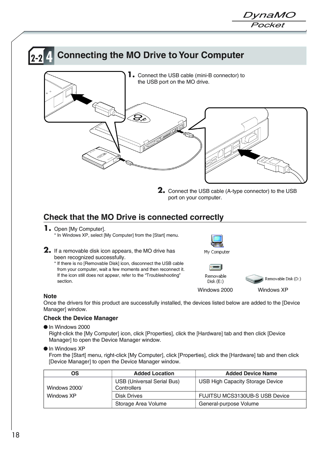 Fujitsu 1300U2 user manual Connecting the MO Drive to Your Computer, Check that the MO Drive is connected correctly 