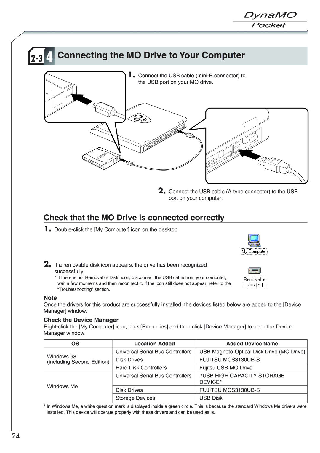 Fujitsu 1300U2 user manual Location Added Added Device Name 