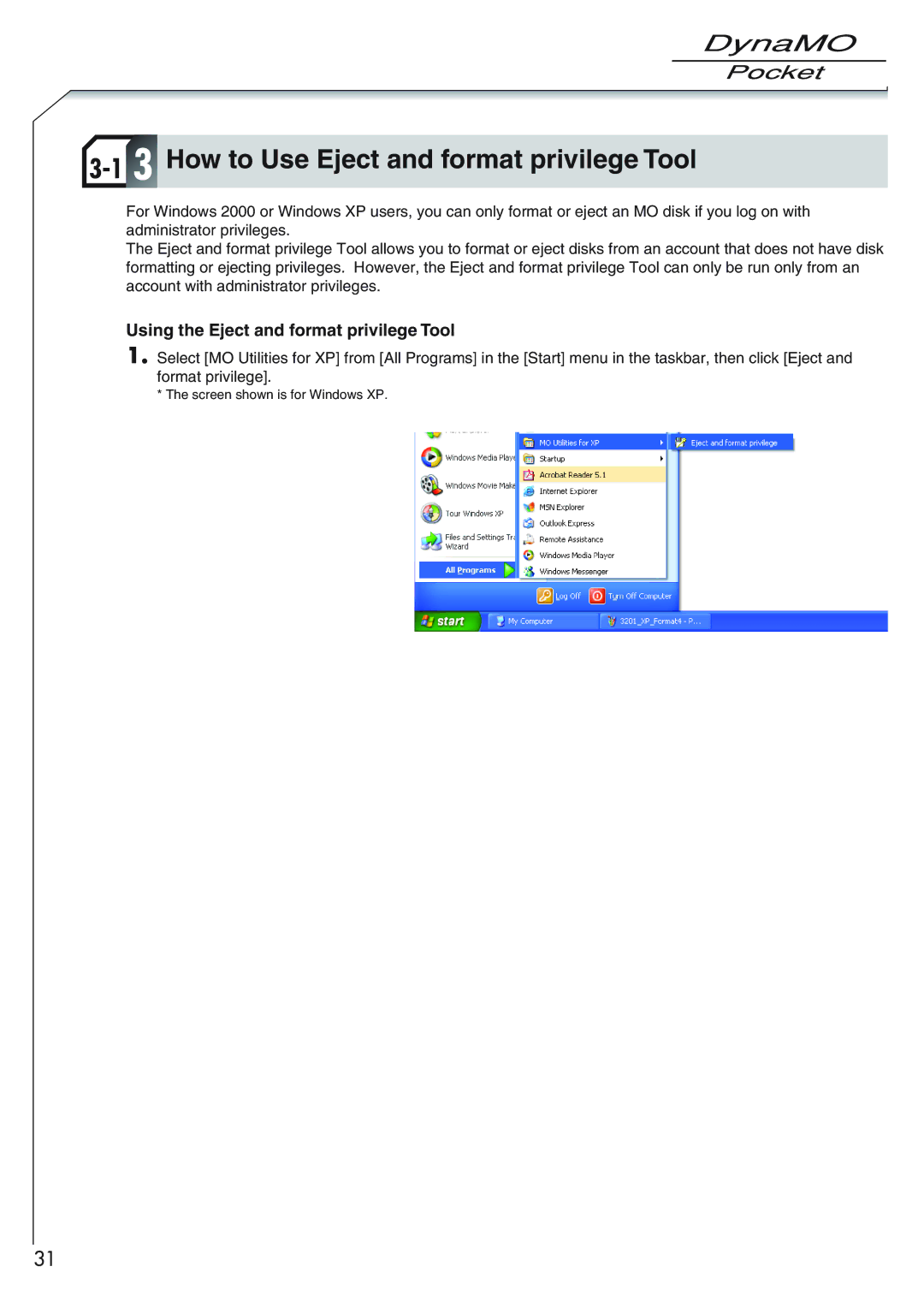 Fujitsu 1300U2 user manual How to Use Eject and format privilege Tool, Using the Eject and format privilege Tool 