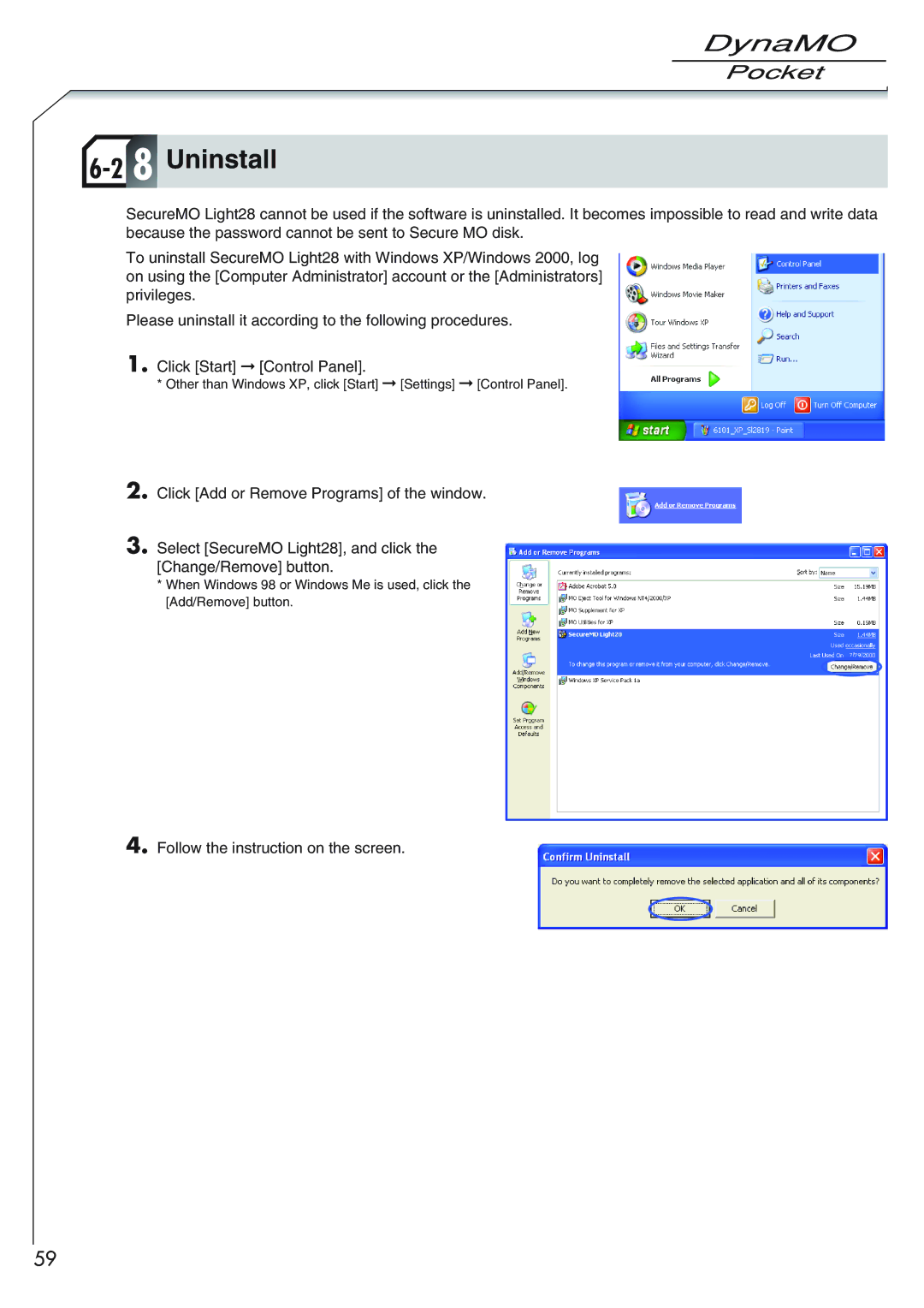 Fujitsu 1300U2 user manual Uninstall 