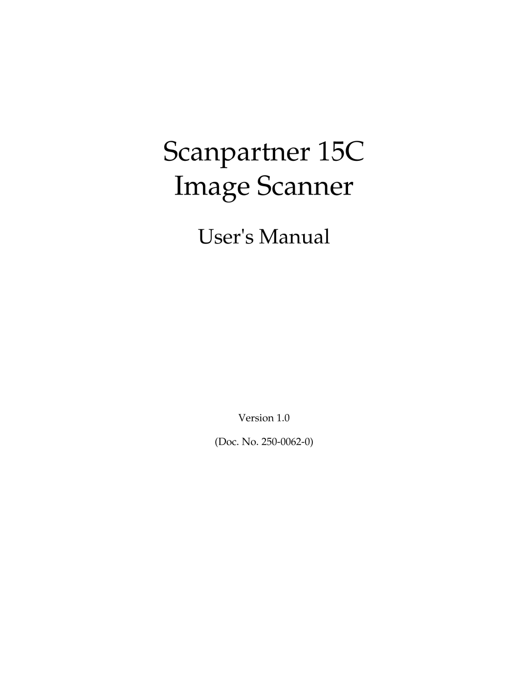 Fujitsu user manual Scanpartner 15C, Image Scanner 