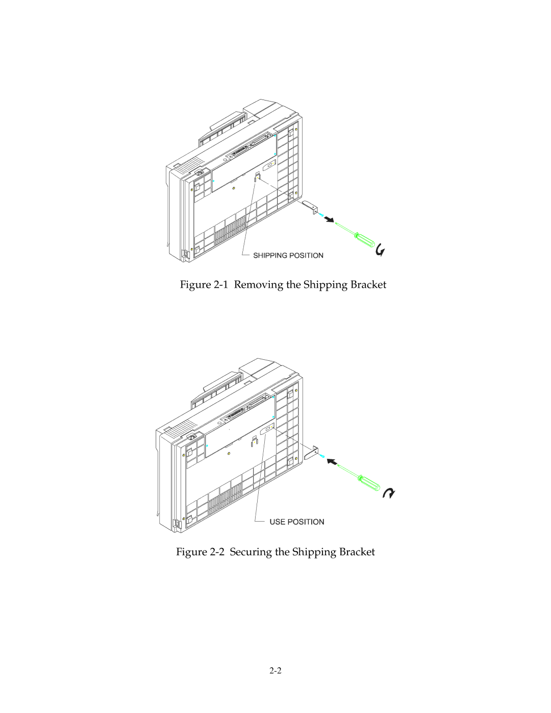 Fujitsu 15C user manual Removing the Shipping Bracket 