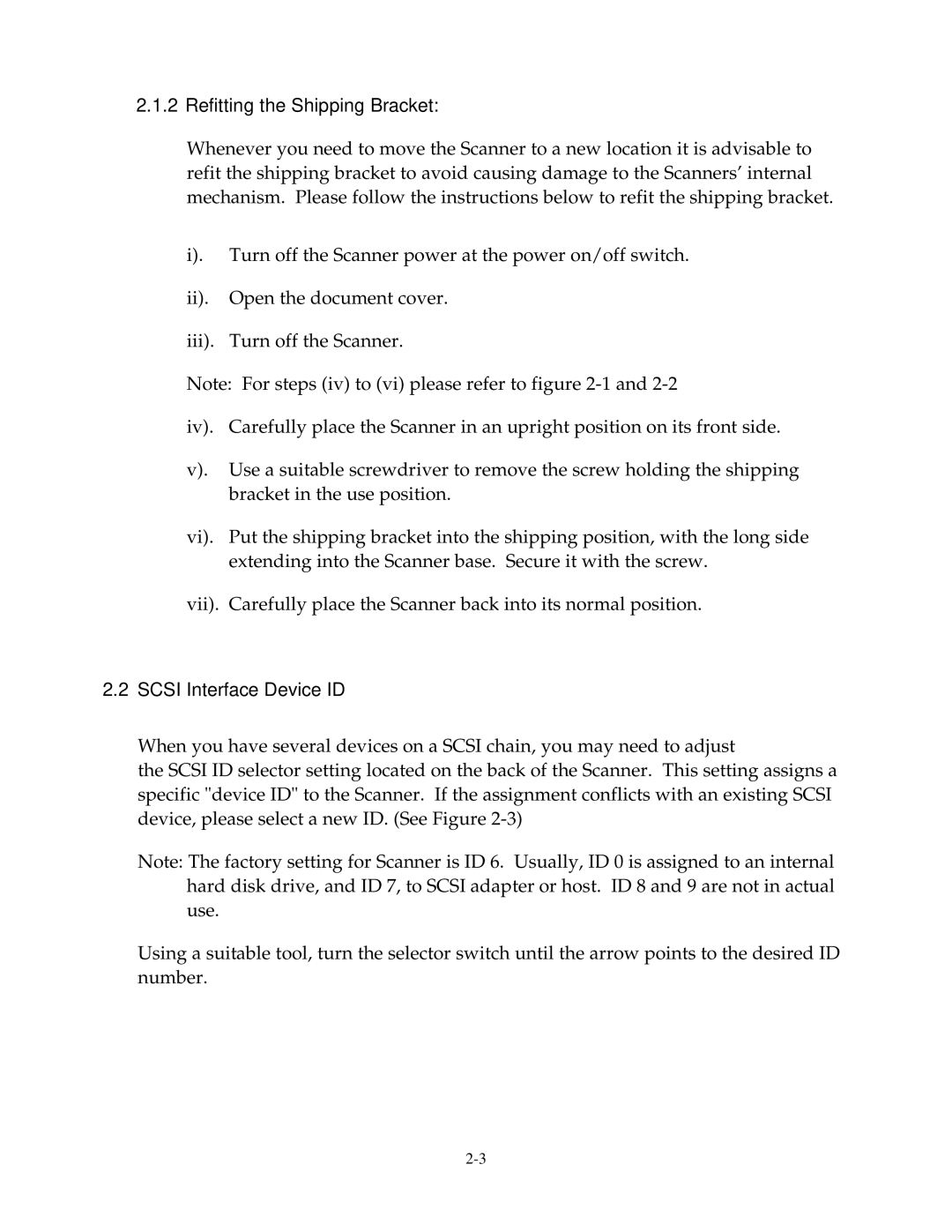 Fujitsu 15C user manual Refitting the Shipping Bracket, Scsi Interface Device ID 