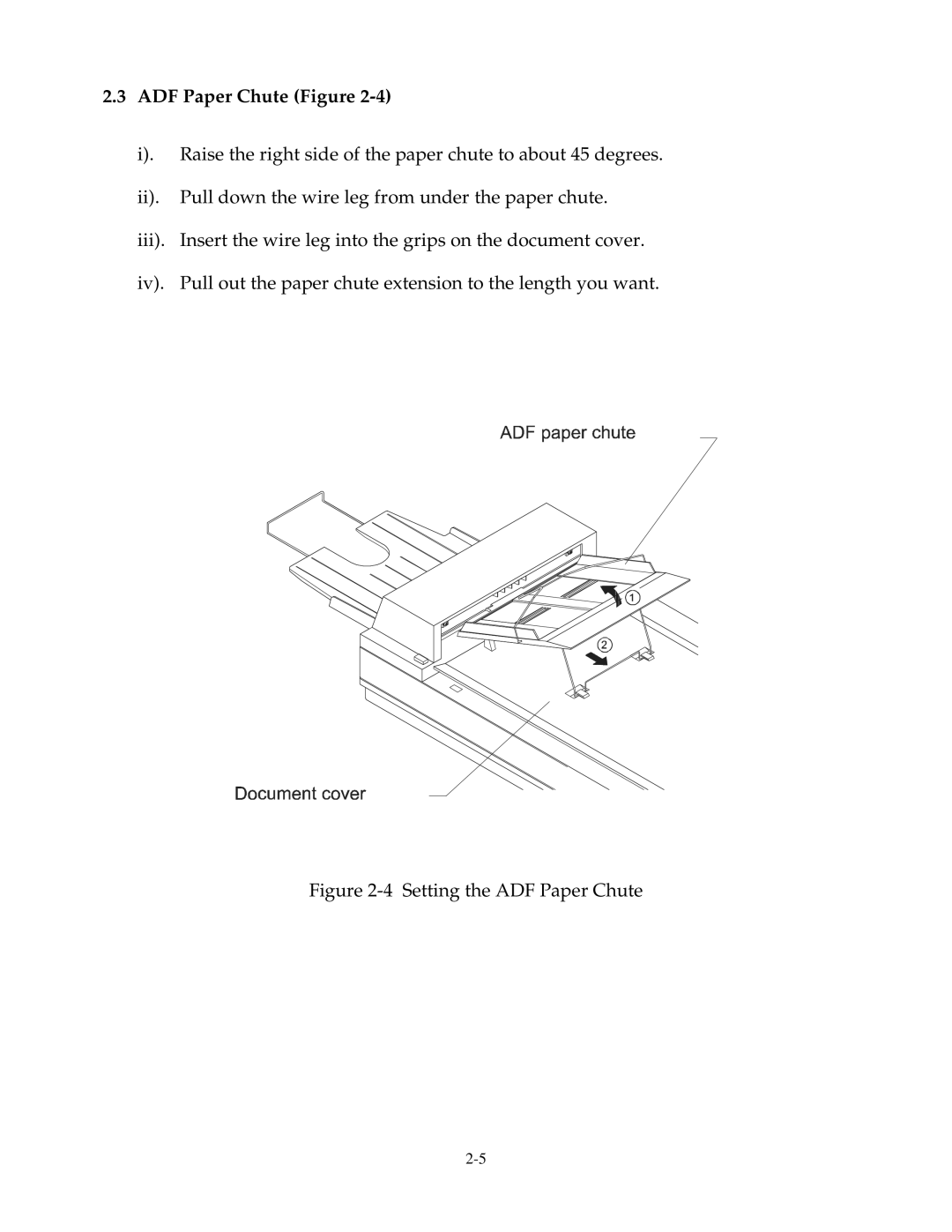 Fujitsu 15C user manual ADF Paper Chute Figure, Setting the ADF Paper Chute 