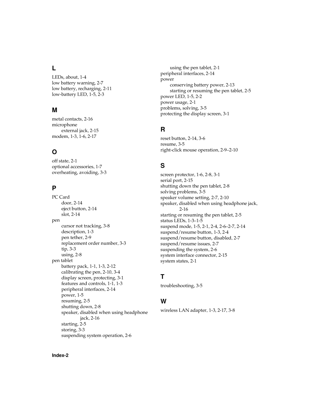 Fujitsu 1600 manual Index-2 