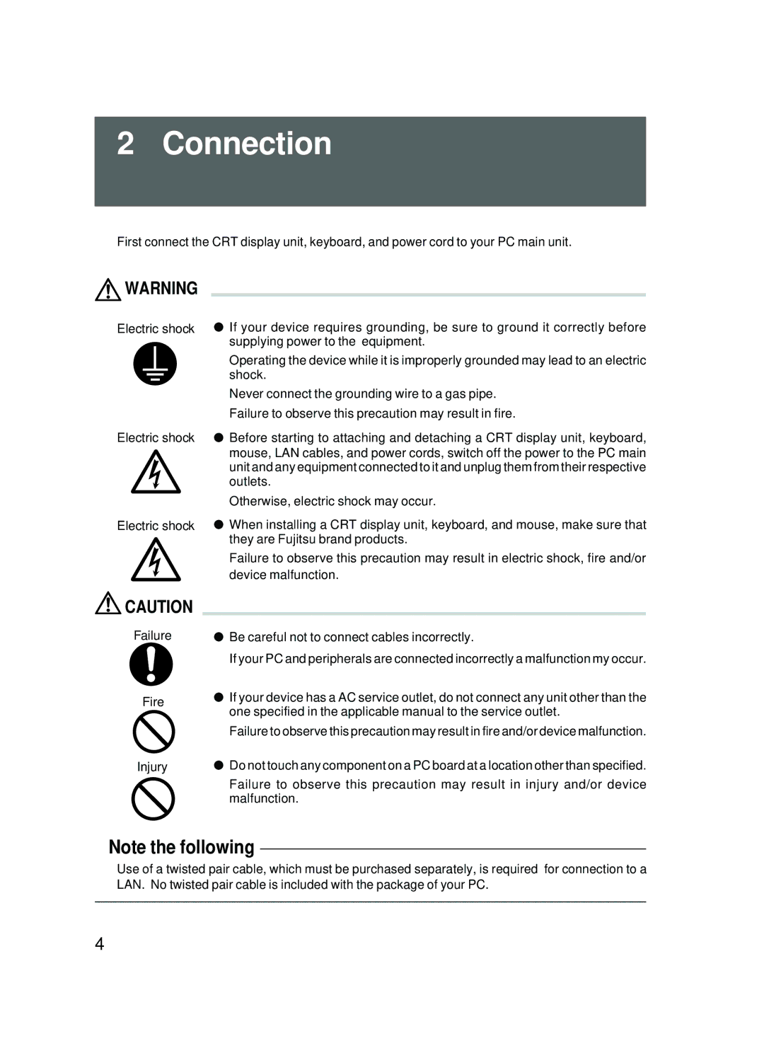 Fujitsu 2000 user manual Connection 