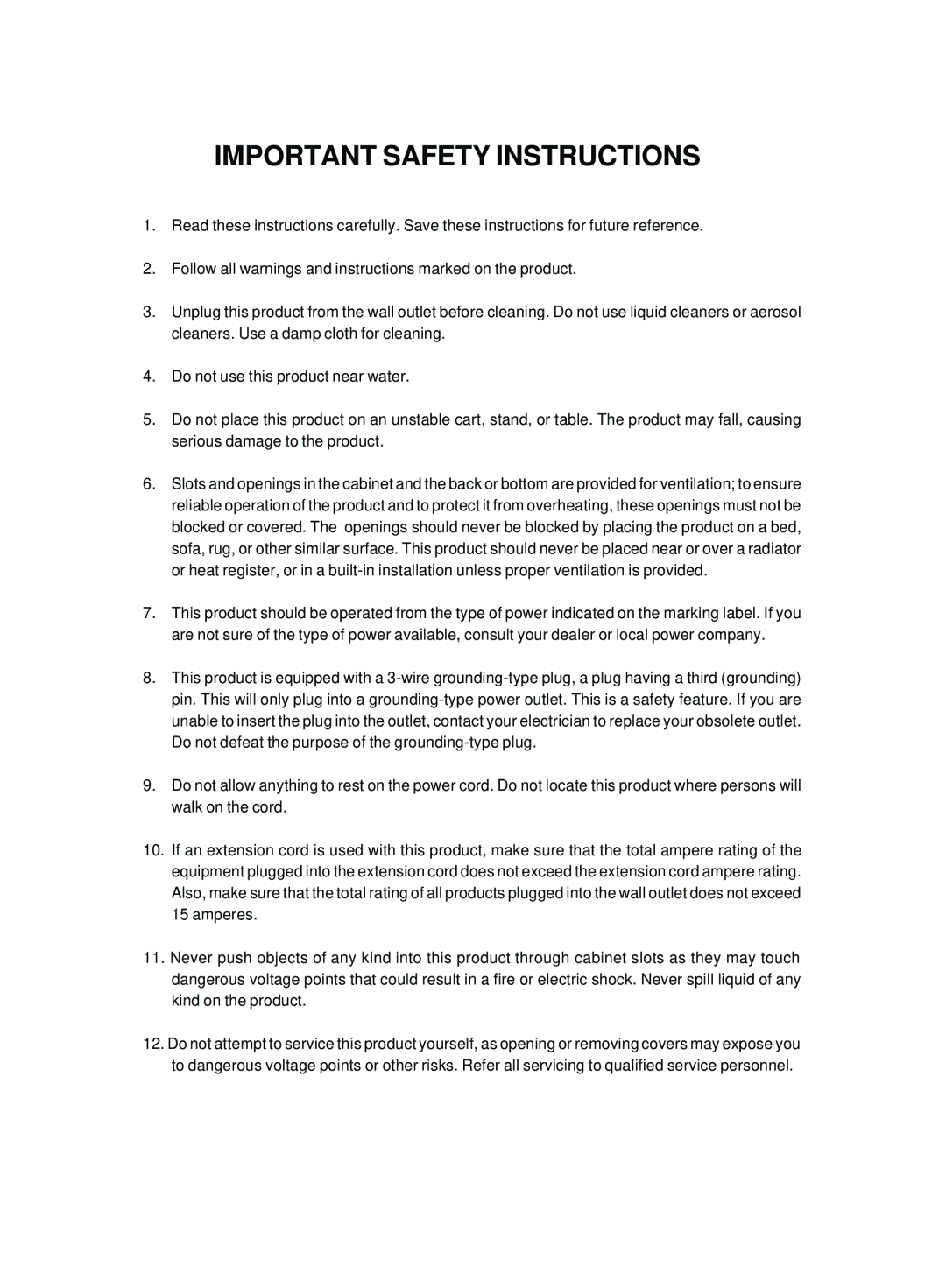 Fujitsu 2000 user manual Important Safety Instructions 