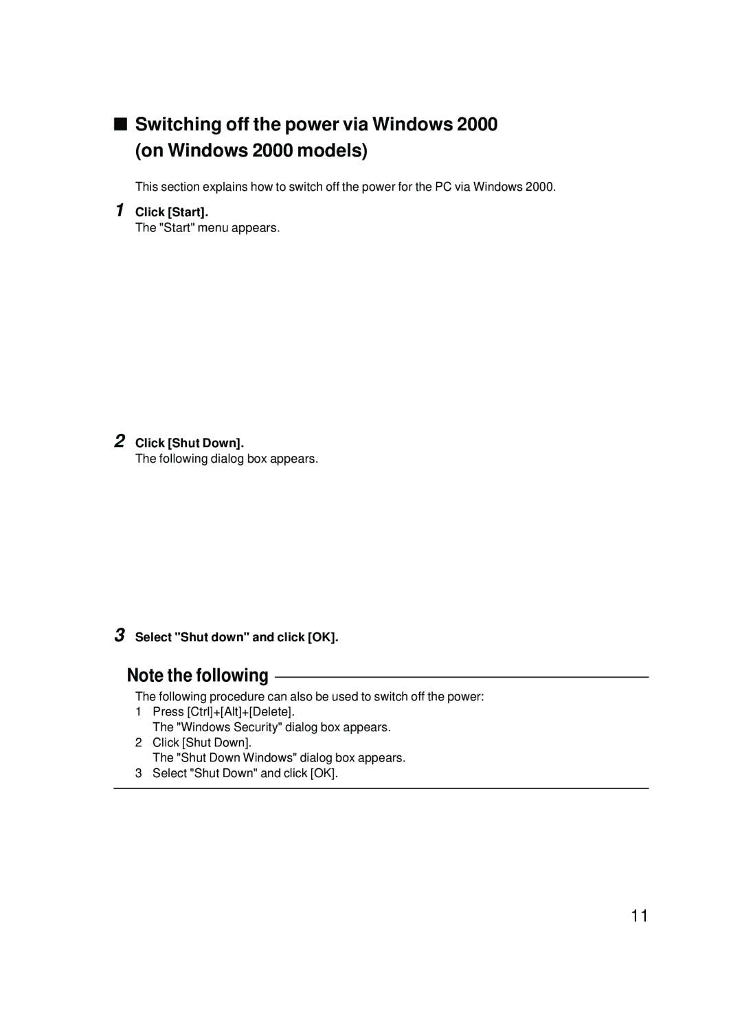 Fujitsu 2000 user manual Select Shut down and click OK 