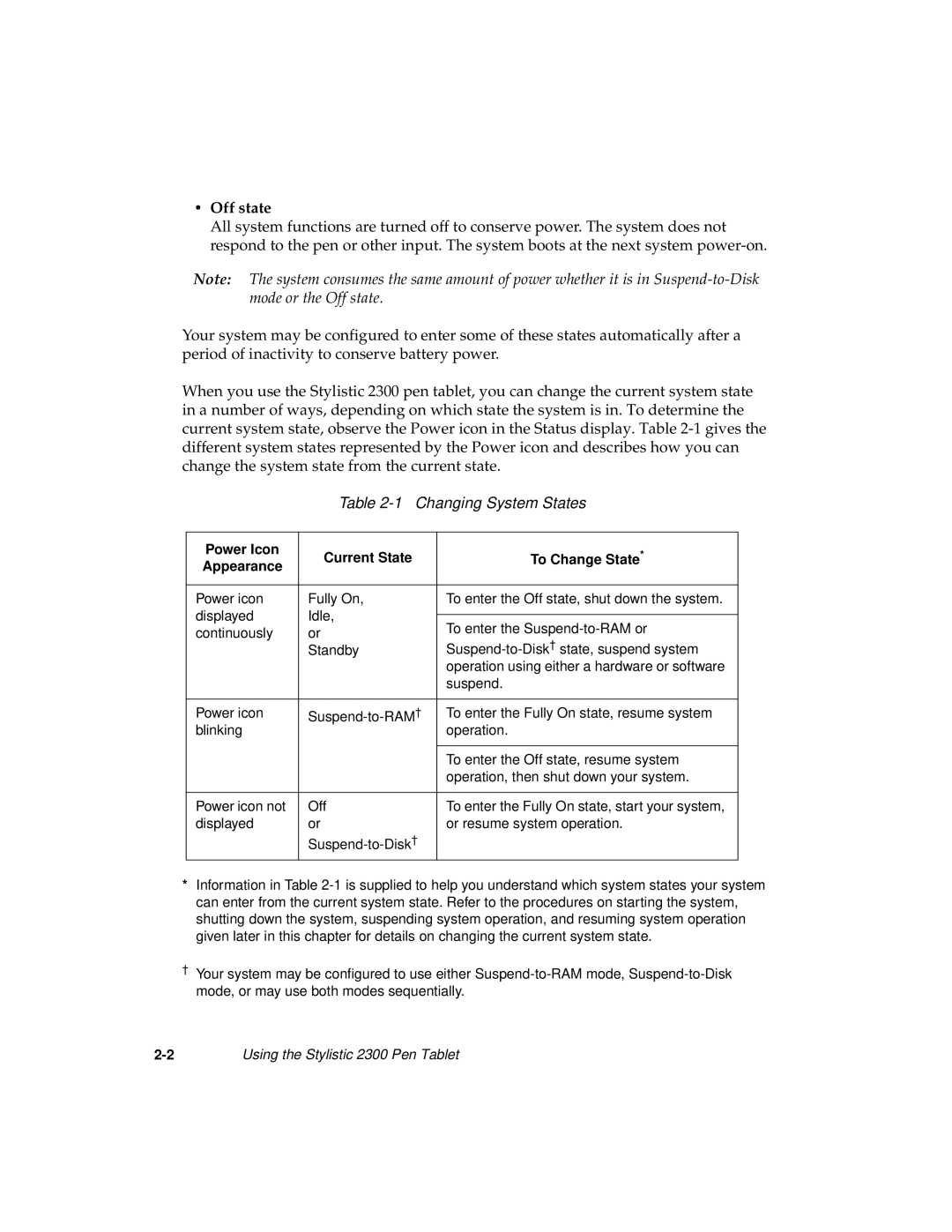 Fujitsu 2300 manual Off state, Changing System States 