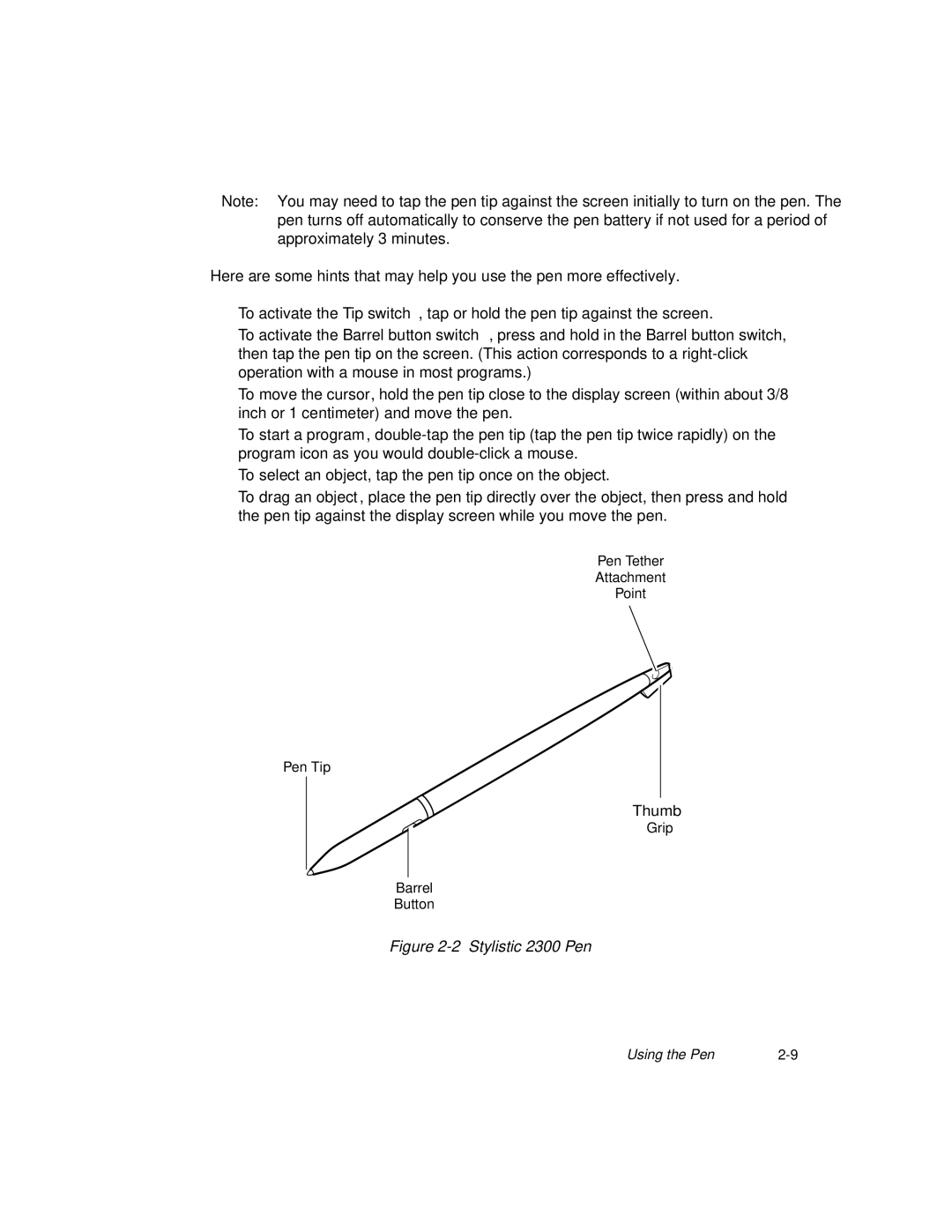 Fujitsu manual Stylistic 2300 Pen 