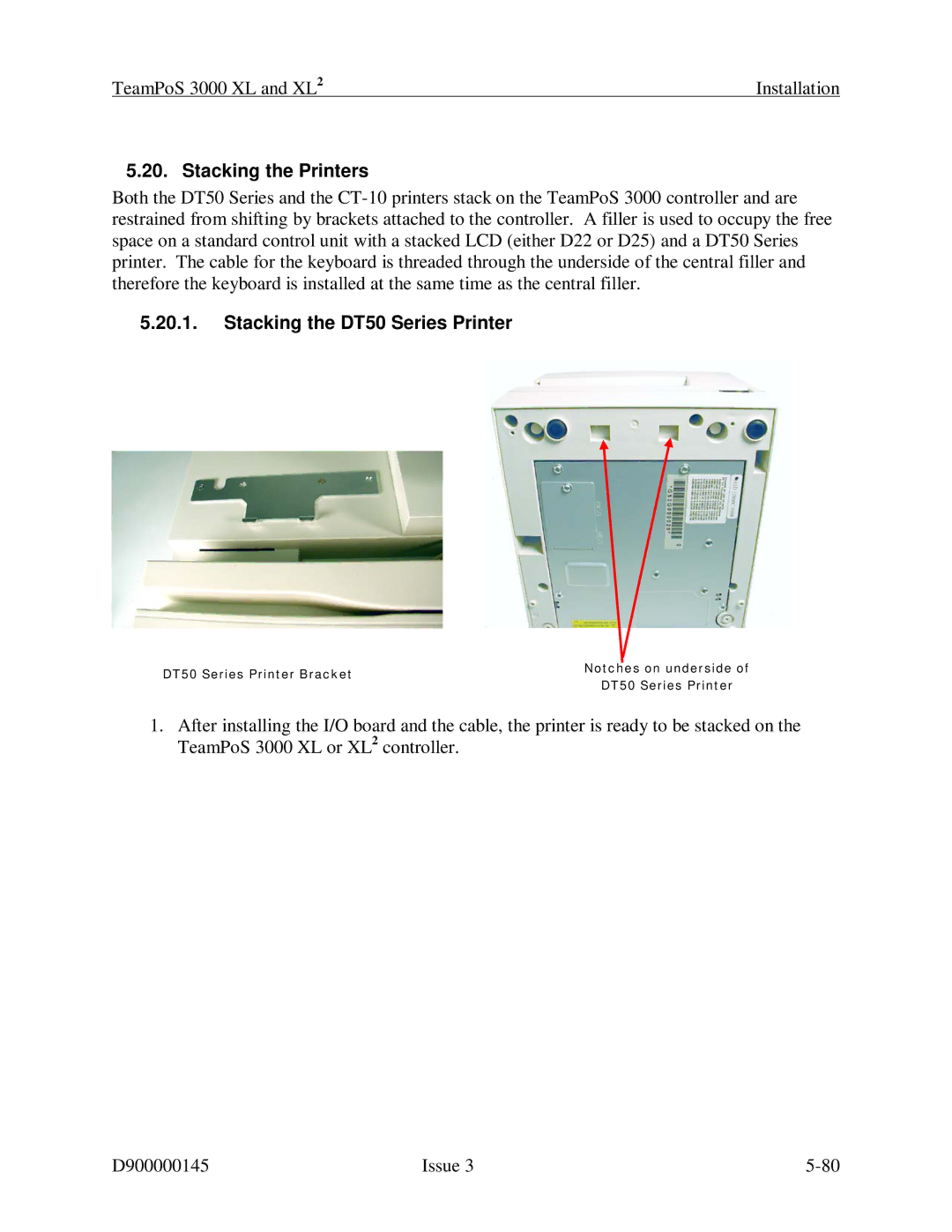 Fujitsu 3000 XL manual Stacking the Printers, Stacking the DT50 Series Printer 