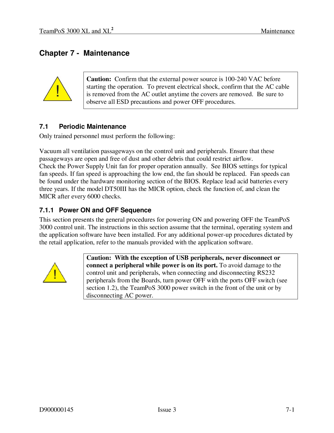 Fujitsu 3000 XL manual Periodic Maintenance 