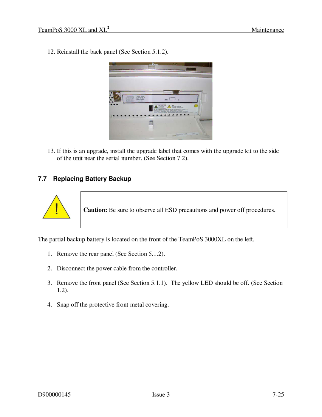 Fujitsu 3000 XL manual Replacing Battery Backup 