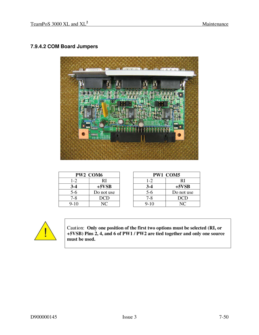 Fujitsu 3000 XL manual COM Board Jumpers 