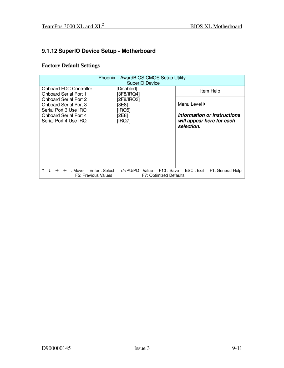 Fujitsu 3000 XL manual SuperIO Device Setup Motherboard 