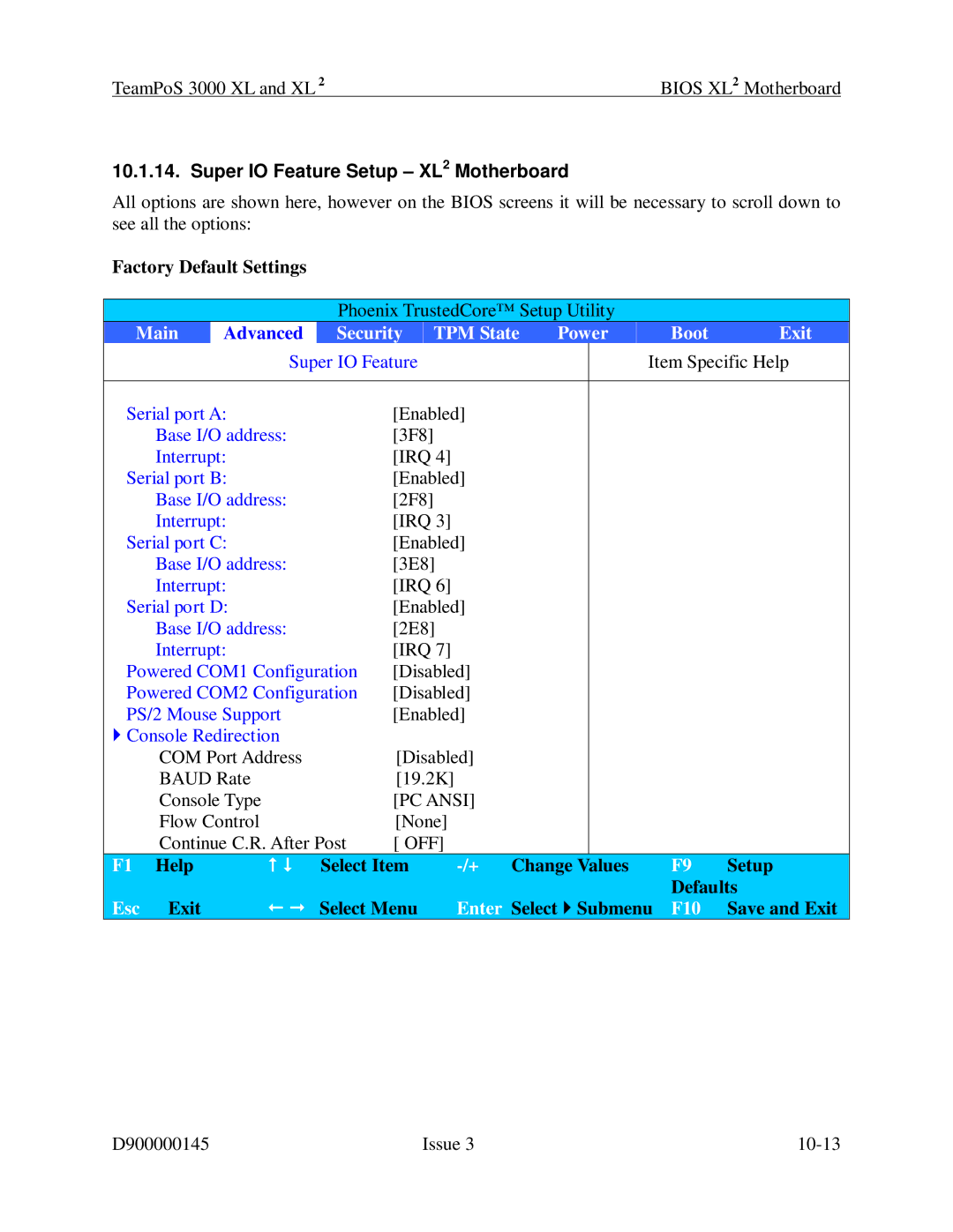 Fujitsu 3000 XL manual Super IO Feature Setup XL2 Motherboard, Help 