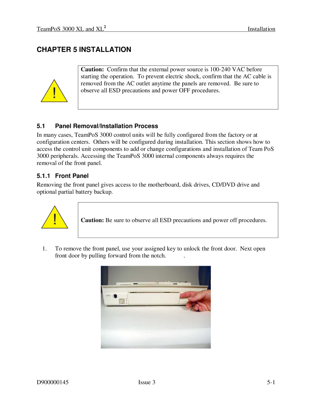 Fujitsu 3000 XL manual Panel Removal/Installation Process, Front Panel 