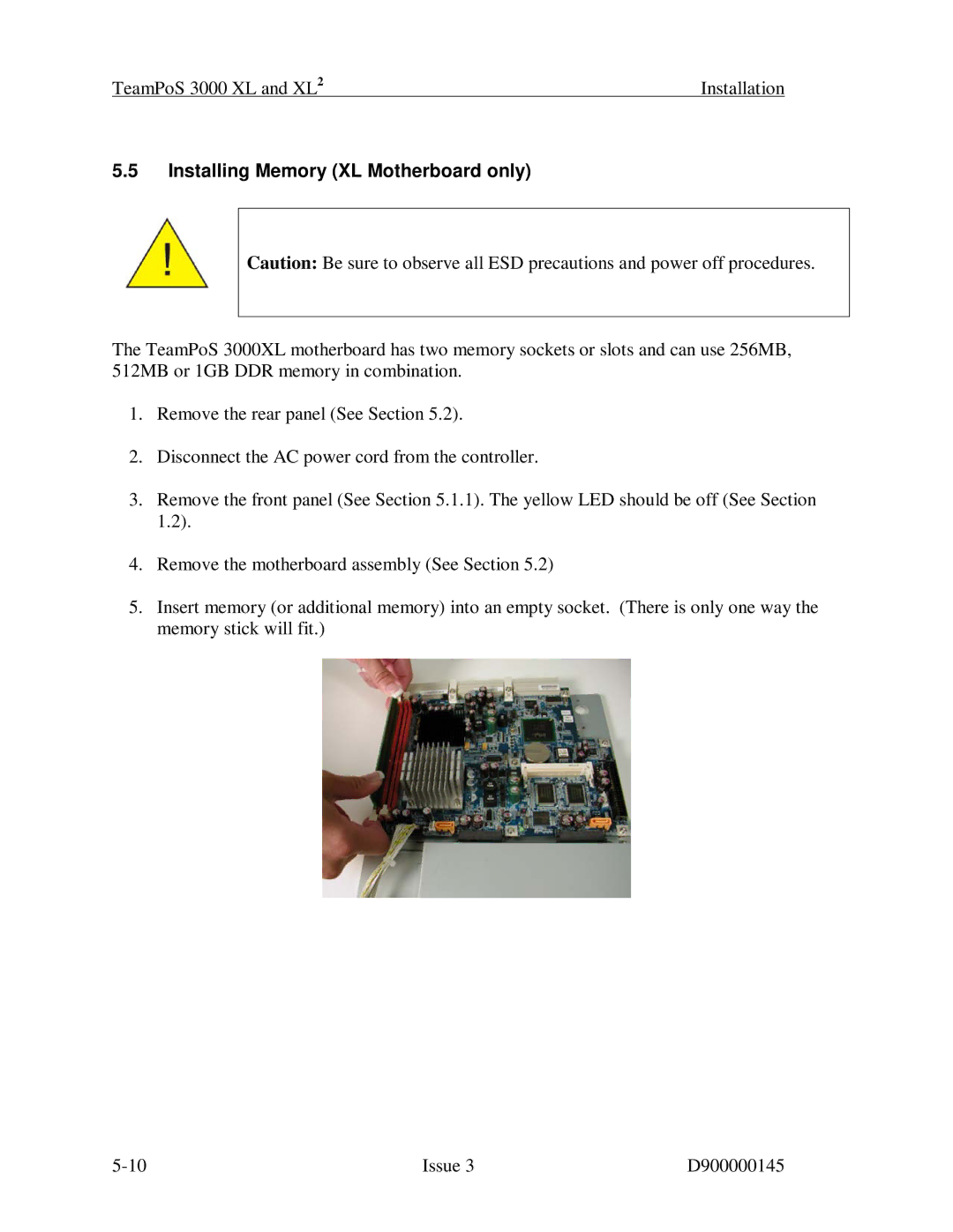 Fujitsu 3000 XL manual Installing Memory XL Motherboard only 