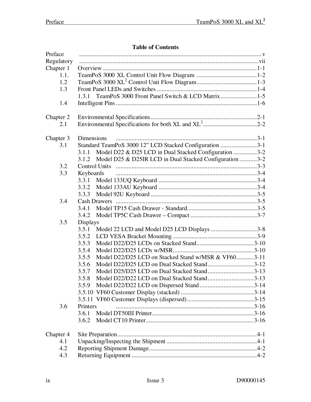 Fujitsu 3000 XL manual Table of Contents 