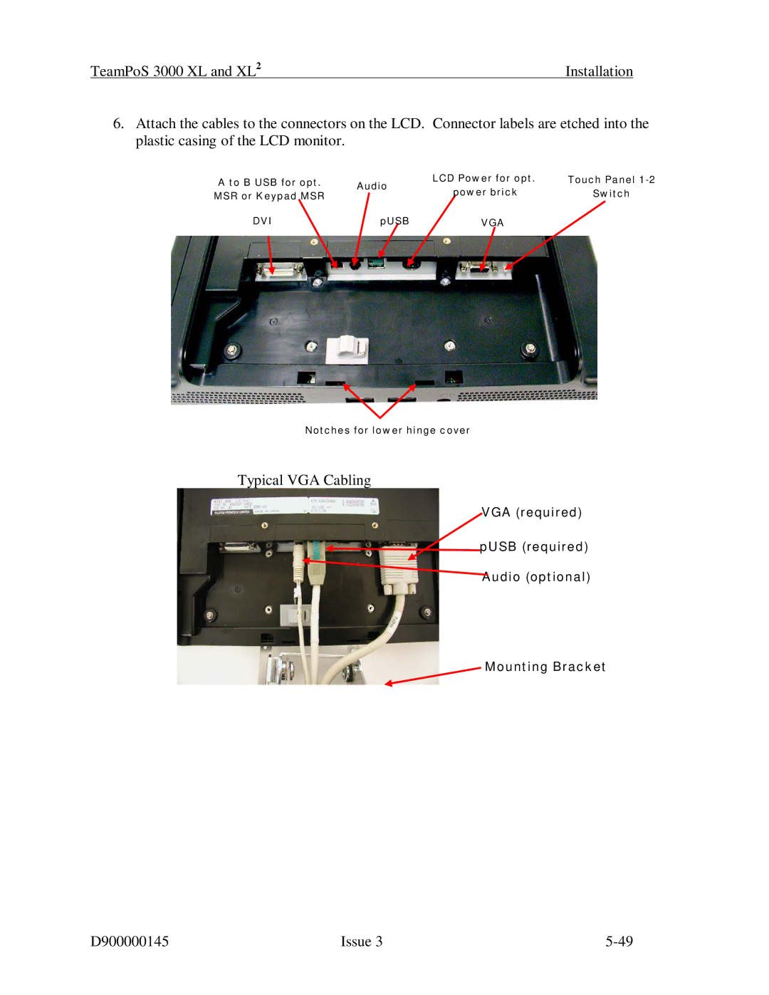 Fujitsu 3000 XL manual Typical VGA Cabling 