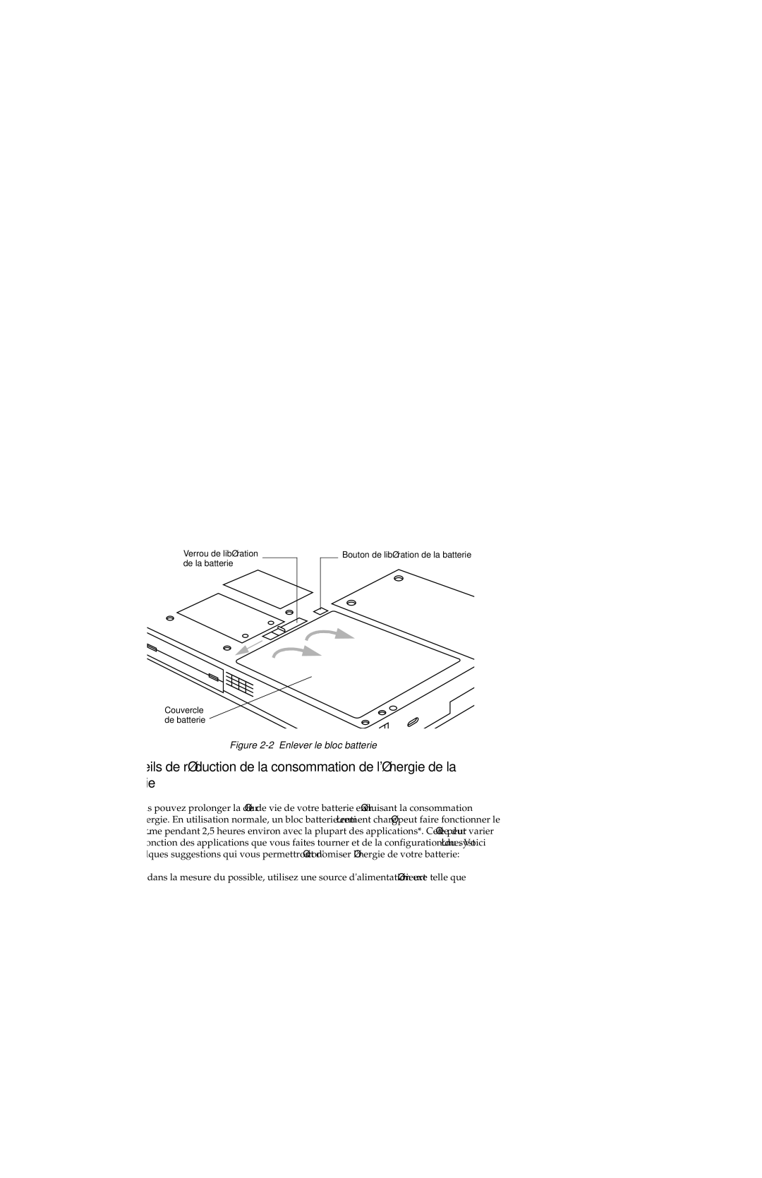 Fujitsu 3400 manual Enlever le bloc batterie 