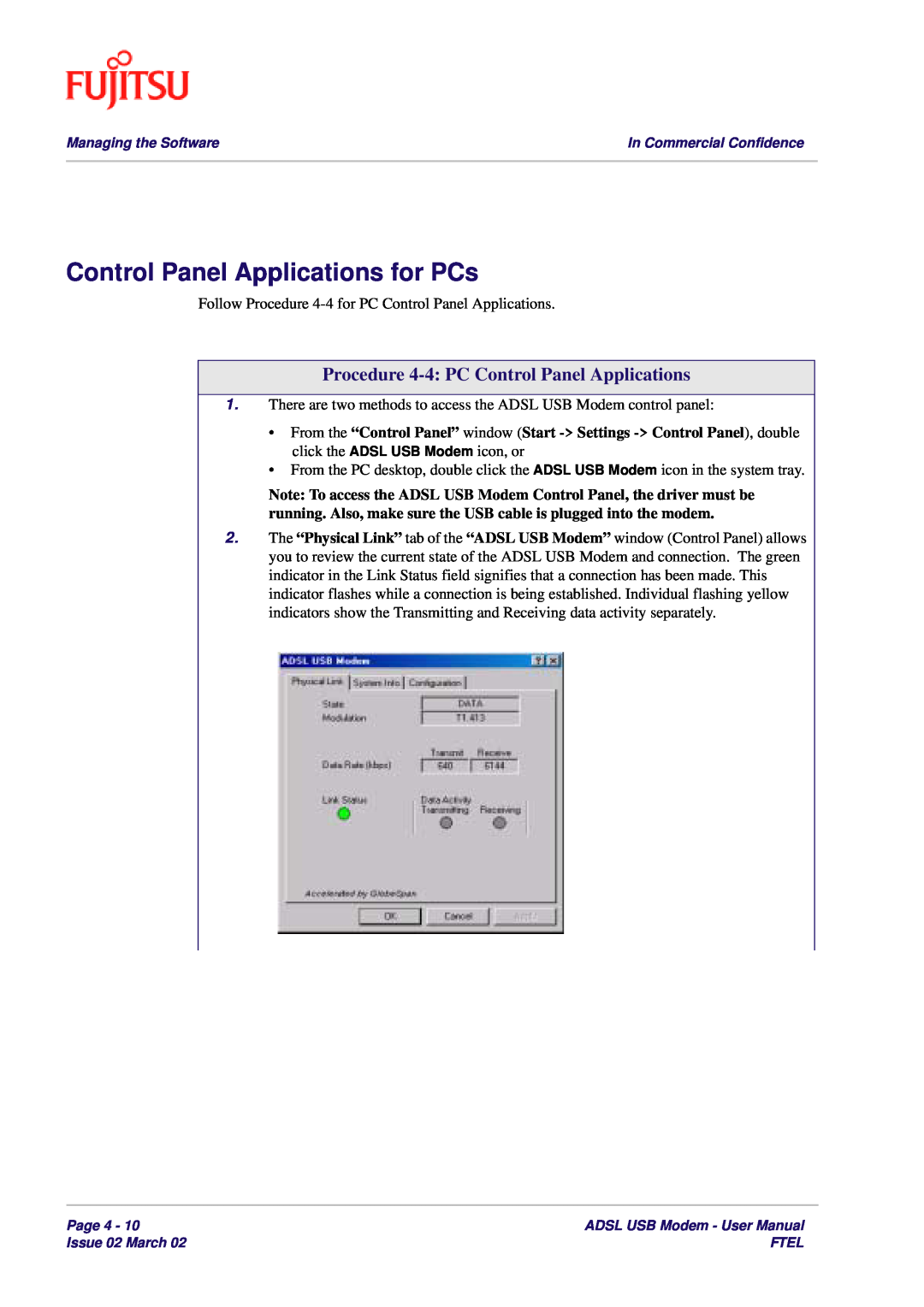 Fujitsu 3XAX-00803AAS user manual Control Panel Applications for PCs, Procedure 4-4 PC Control Panel Applications 