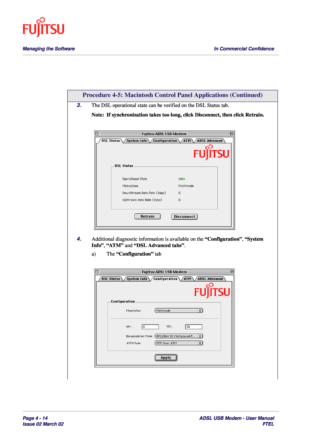 Fujitsu 3XAX-00803AAS Procedure 4-5 Macintosh Control Panel Applications Continued, a The “Configuration” tab, Page 4 