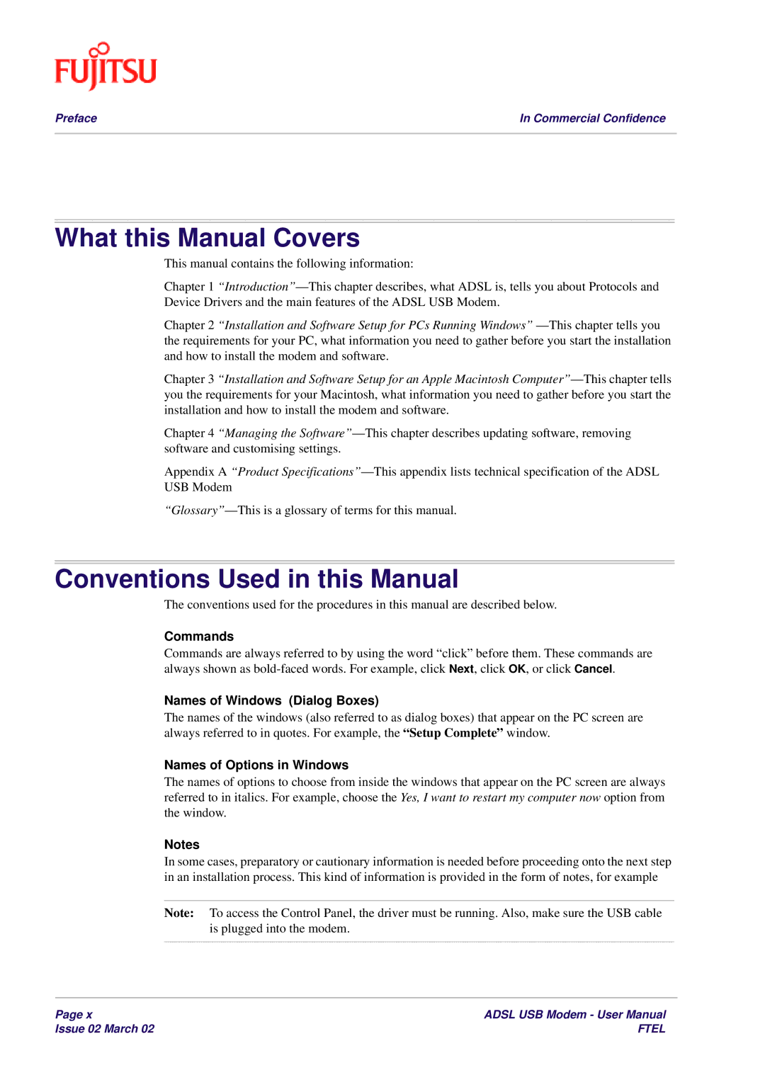 Fujitsu 3XAX-00803AAS user manual What this Manual Covers, Conventions Used in this Manual 