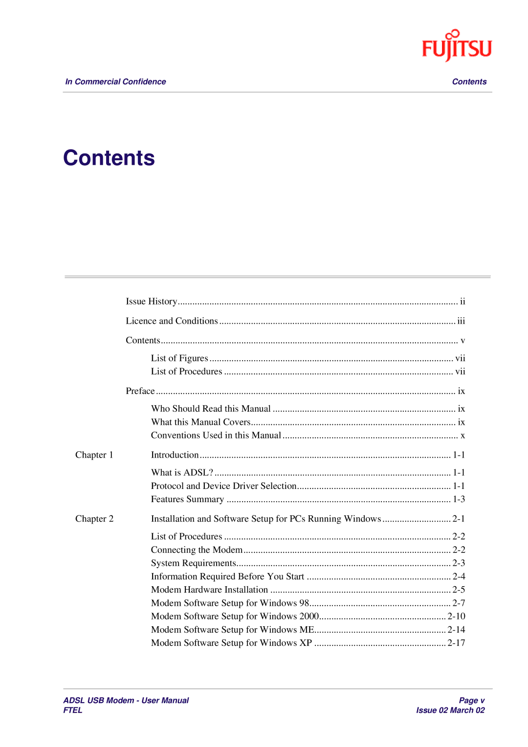 Fujitsu 3XAX-00803AAS user manual Contents 