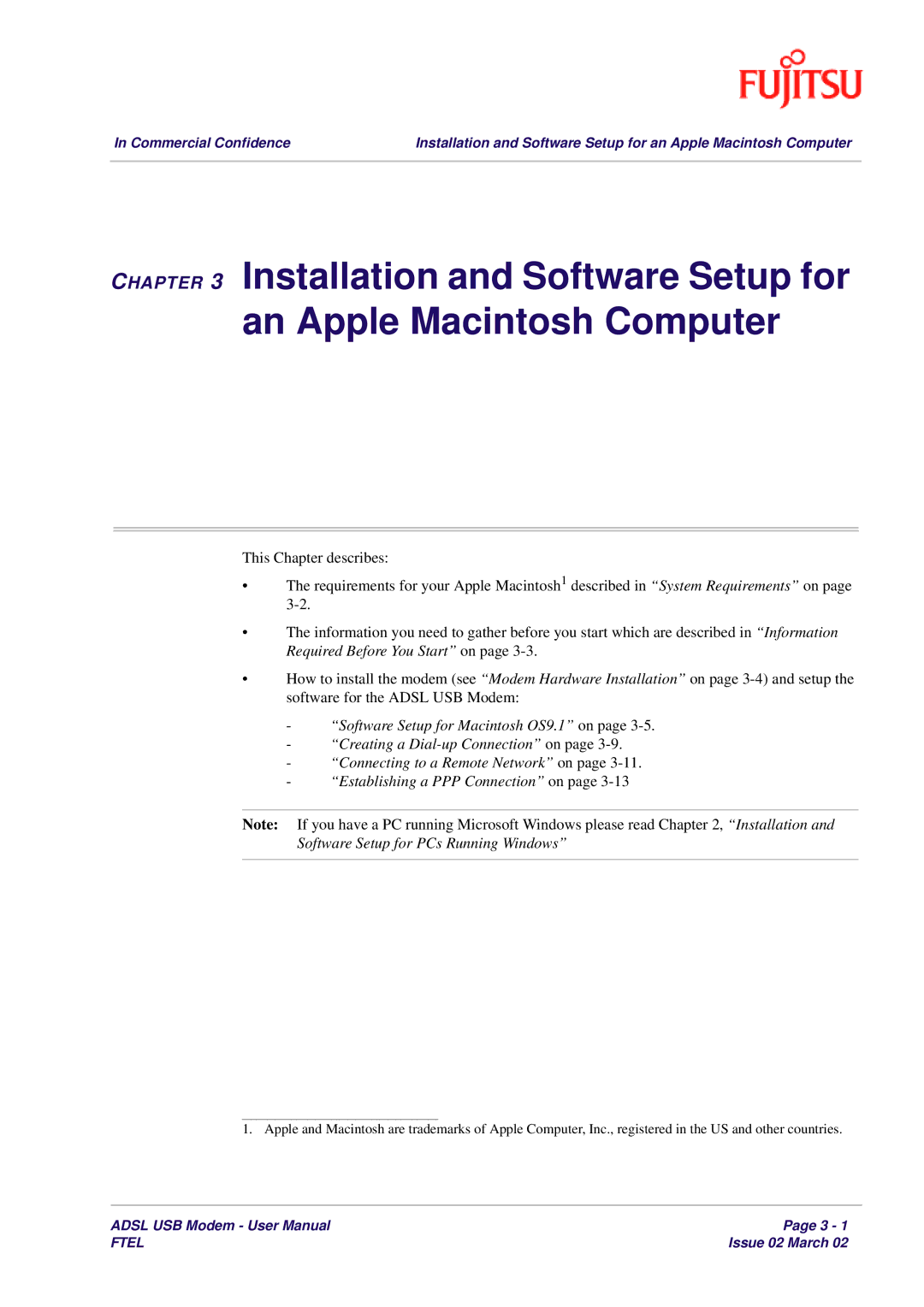 Fujitsu 3XAX-00803AAS user manual Ftel 