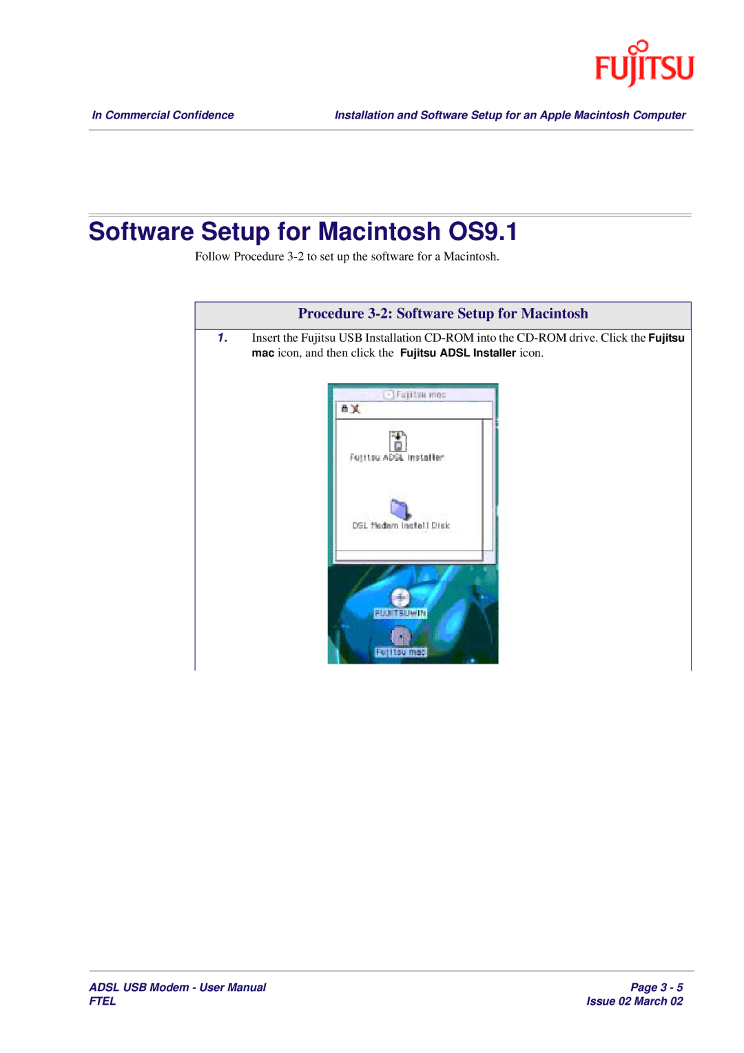 Fujitsu 3XAX-00803AAS user manual Software Setup for Macintosh OS9.1, Procedure 3-2 Software Setup for Macintosh 