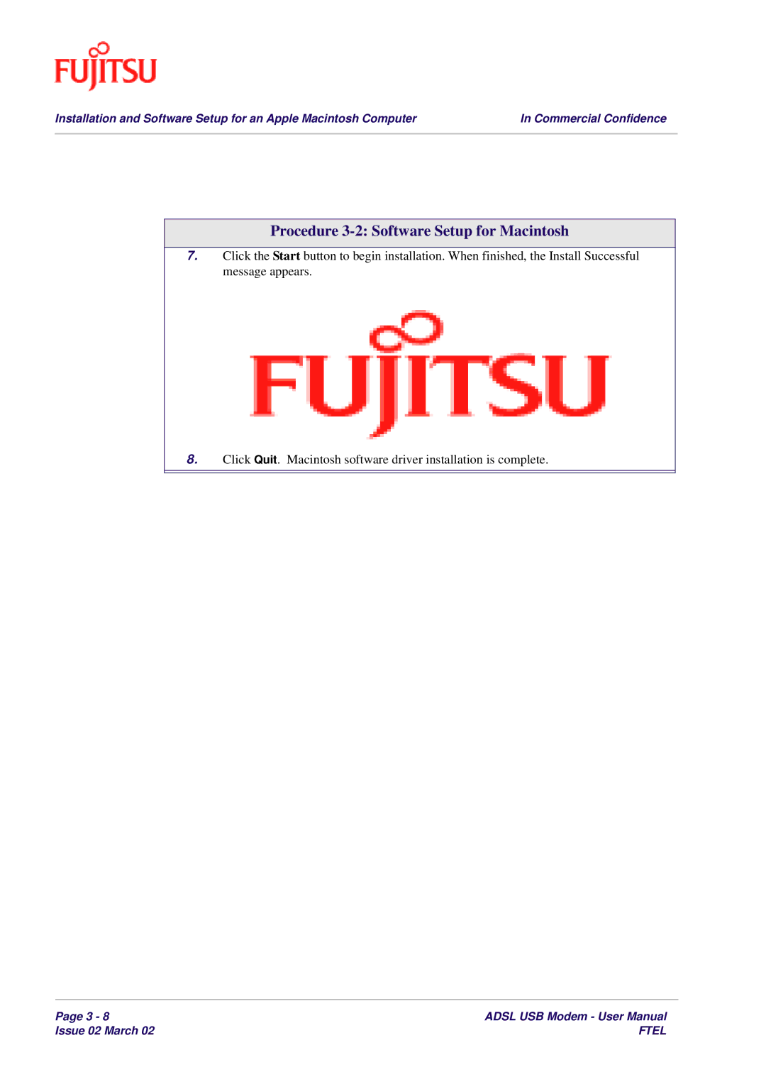 Fujitsu 3XAX-00803AAS user manual Procedure 3-2 Software Setup for Macintosh 