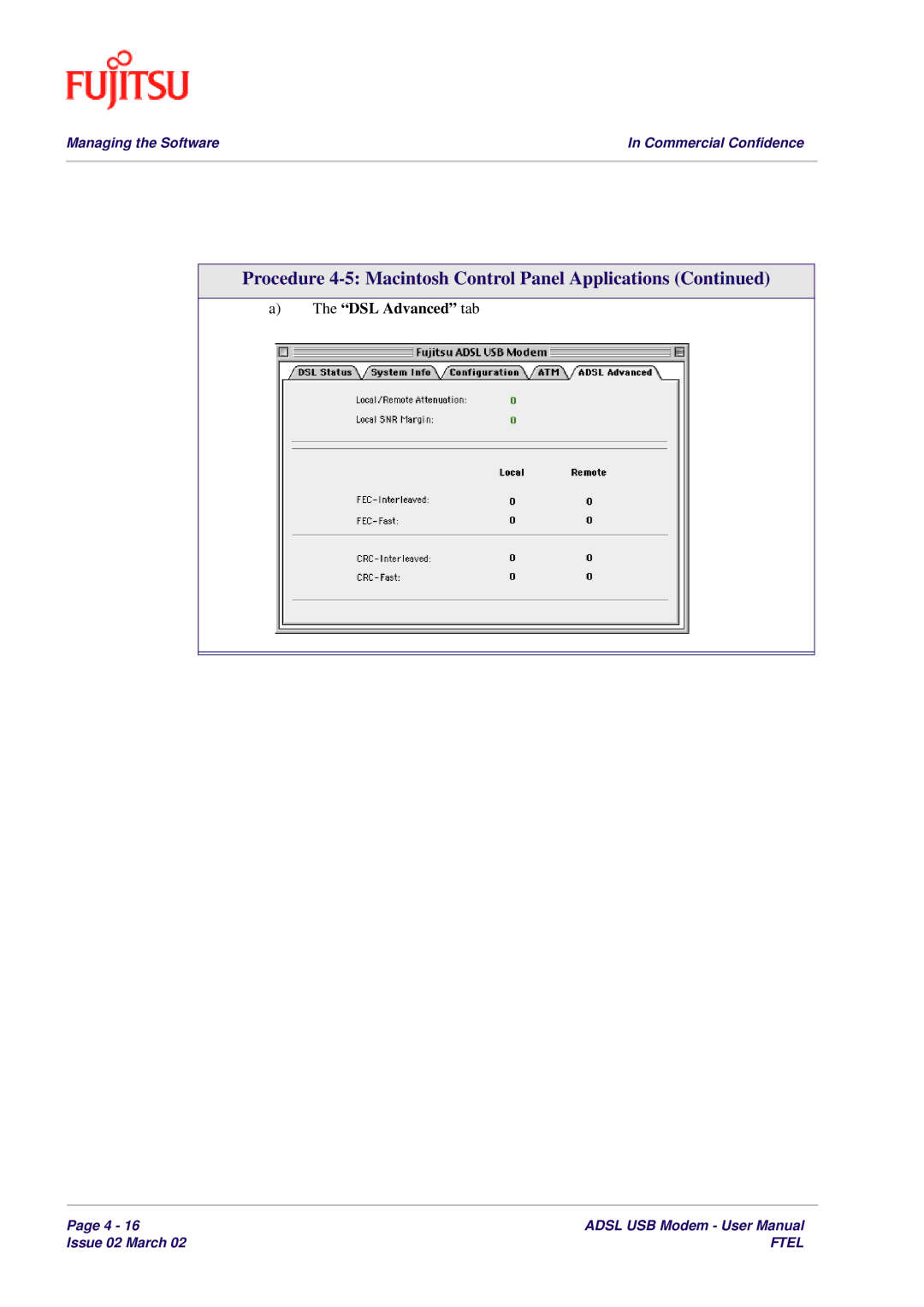 Fujitsu 3XAX-00803AAS user manual DSL Advanced tab 