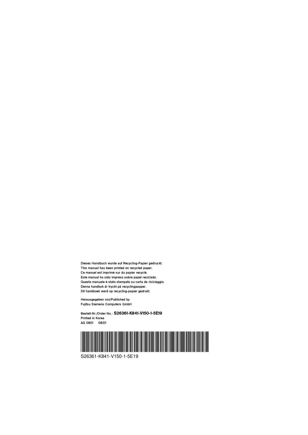 Fujitsu 4312 FA manual S26361-K841-V150-1-5E19 