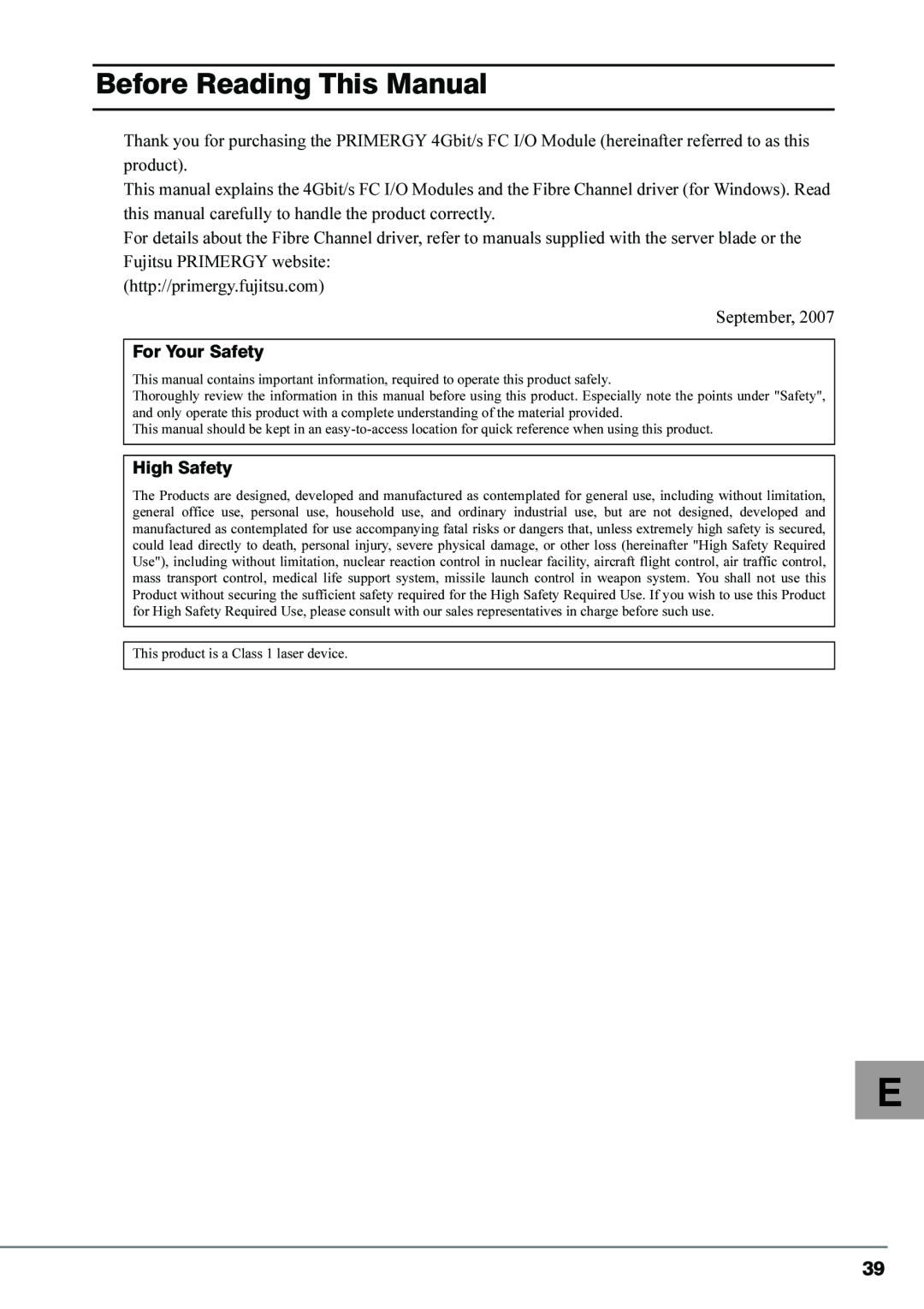 Fujitsu 4Gbit/s FC I/O Modules manual Before Reading This Manual 