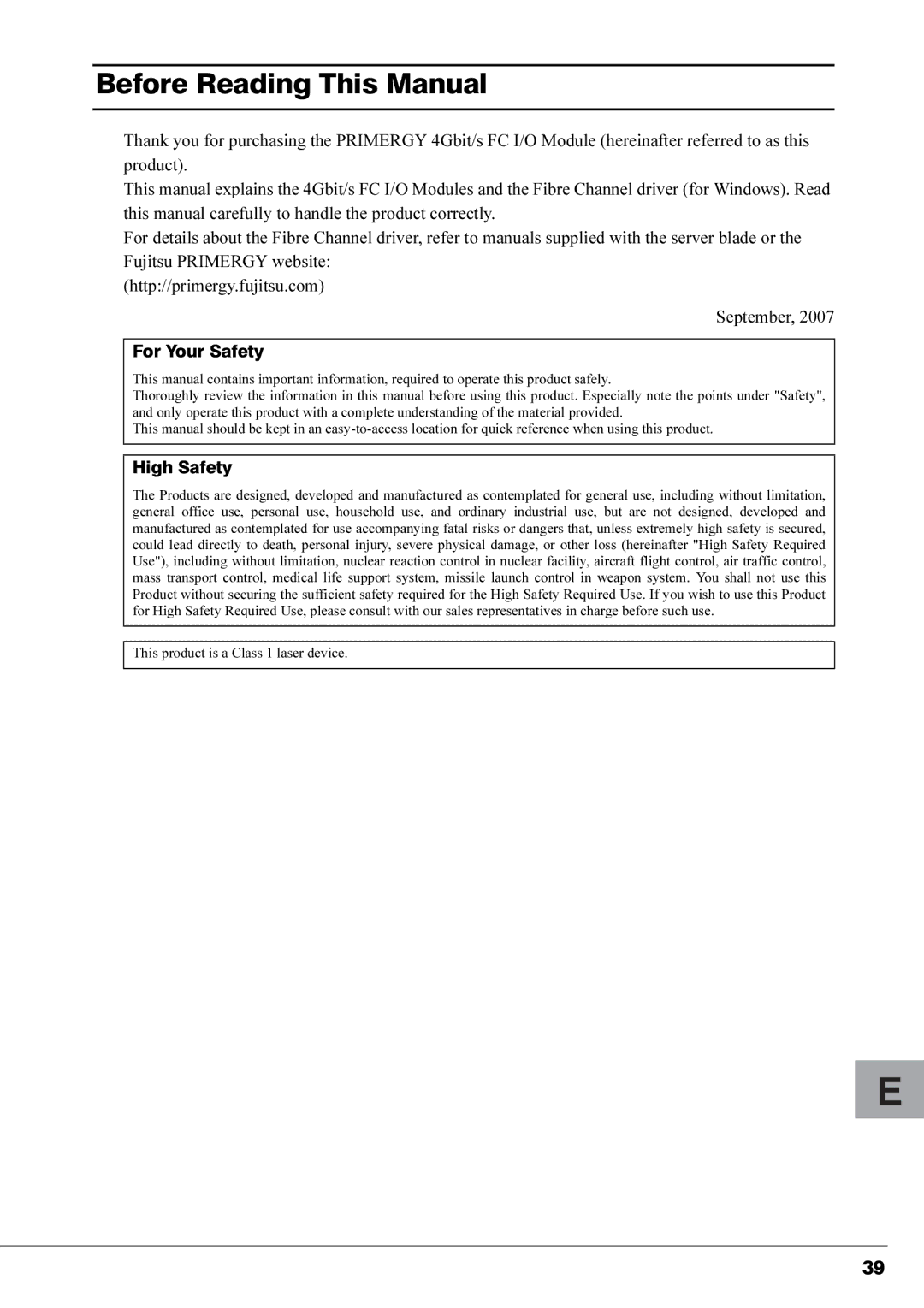 Fujitsu 4Gbit/s FC I/O Modules manual Before Reading This Manual 