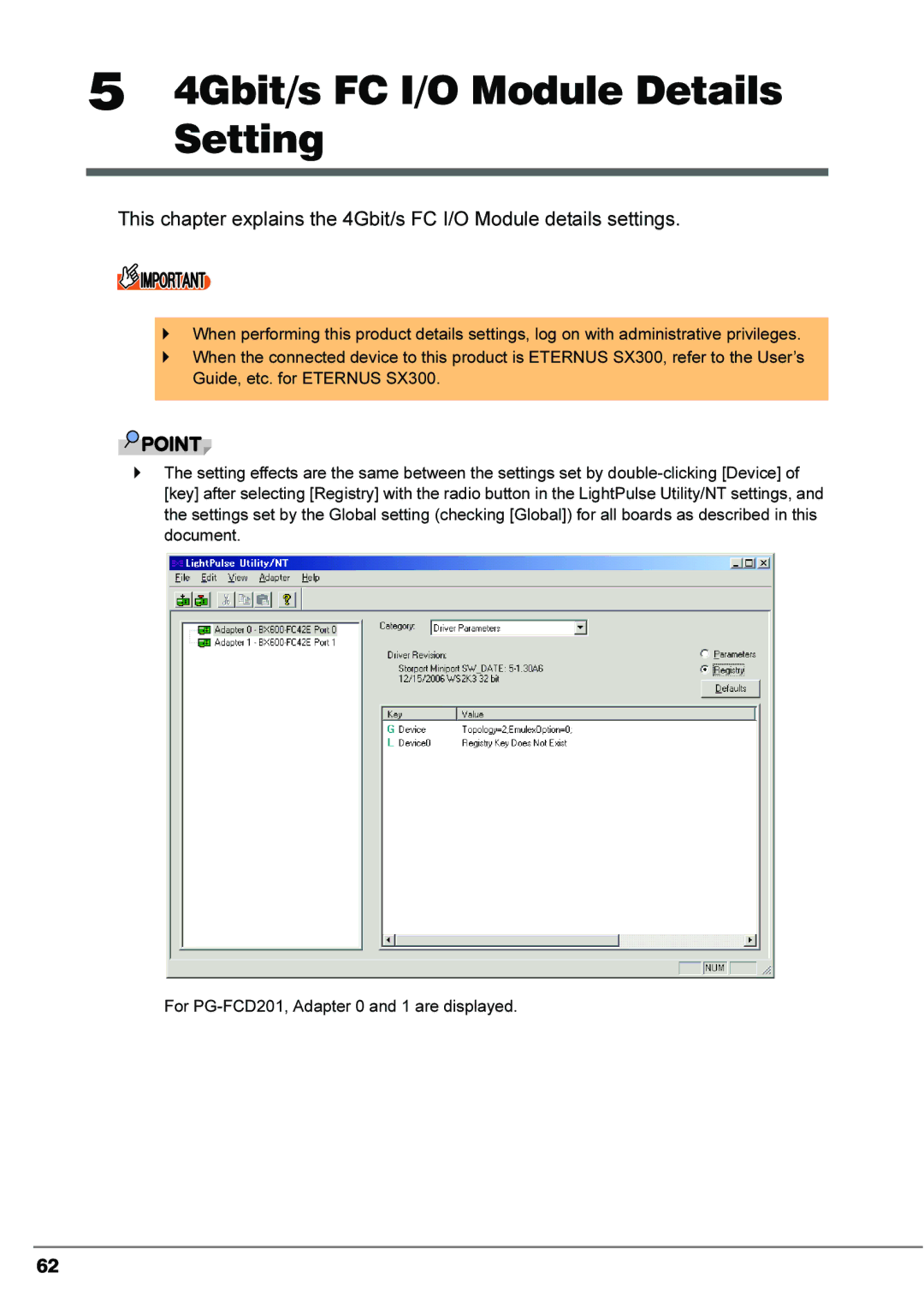 Fujitsu 4Gbit/s FC I/O Modules manual 4Gbit/s FC I/O Module Details Setting 