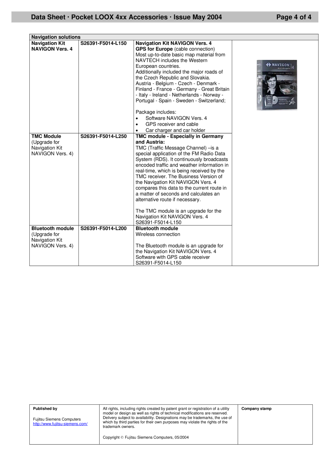 Fujitsu 4XX manual Austria, Bluetooth module S26391-F5014-L200 