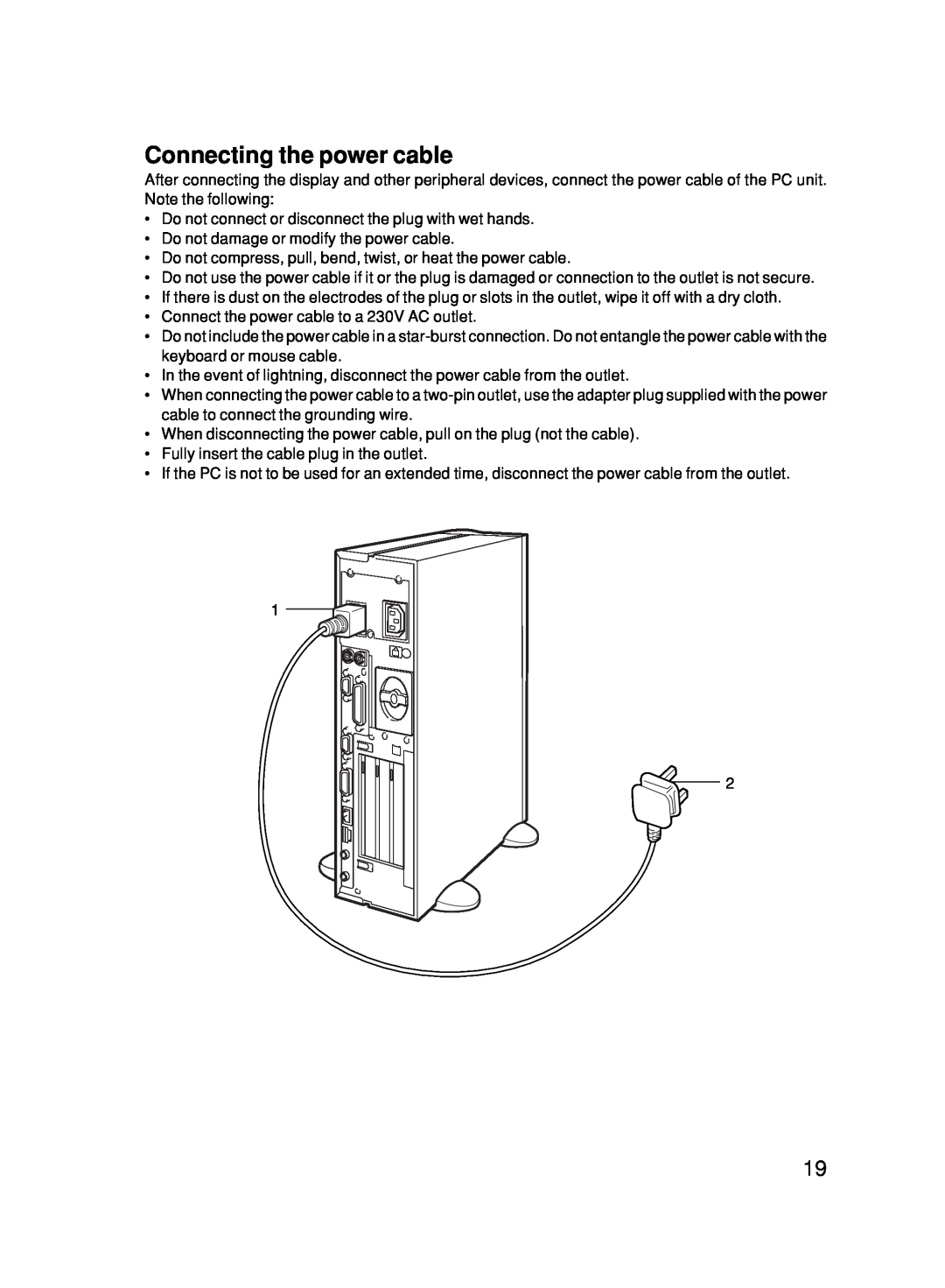 Fujitsu 500 user manual Connecting the power cable 