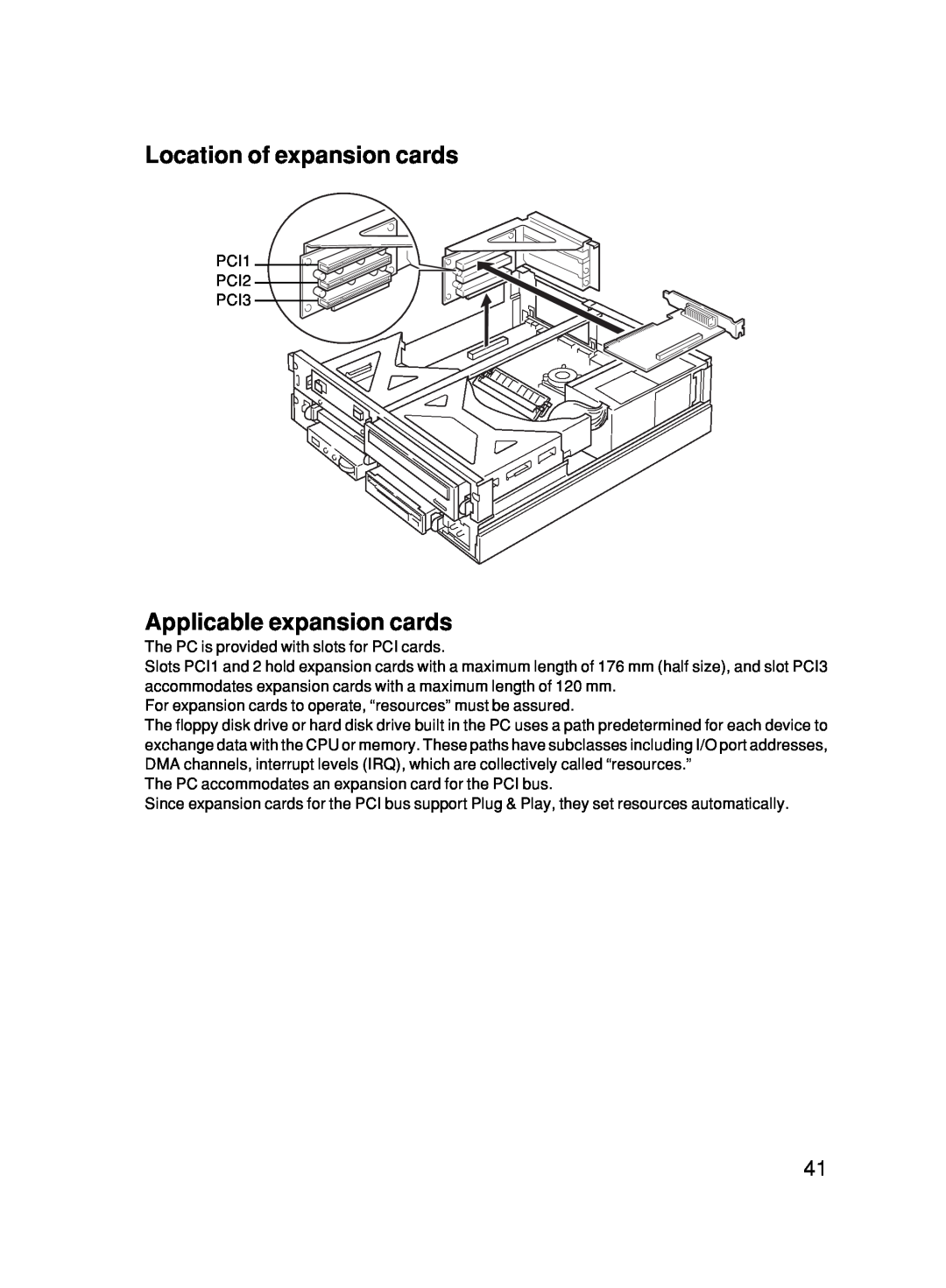 Fujitsu 500 user manual Location of expansion cards, Applicable expansion cards 
