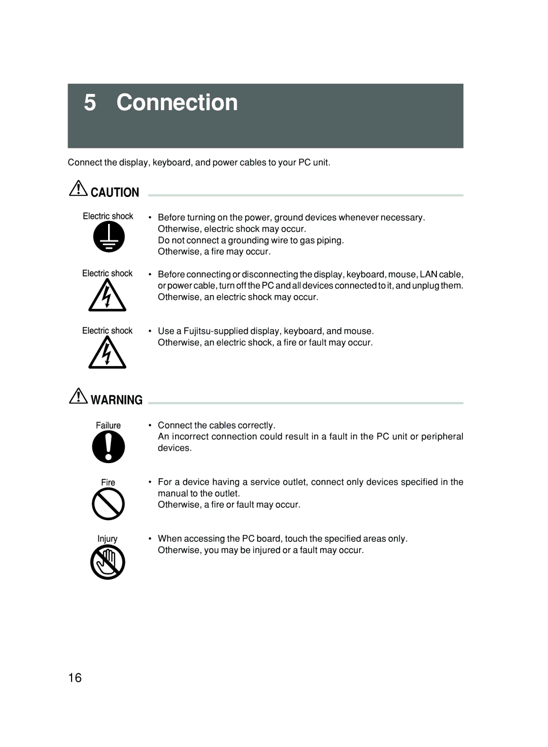 Fujitsu 500 user manual Connection 