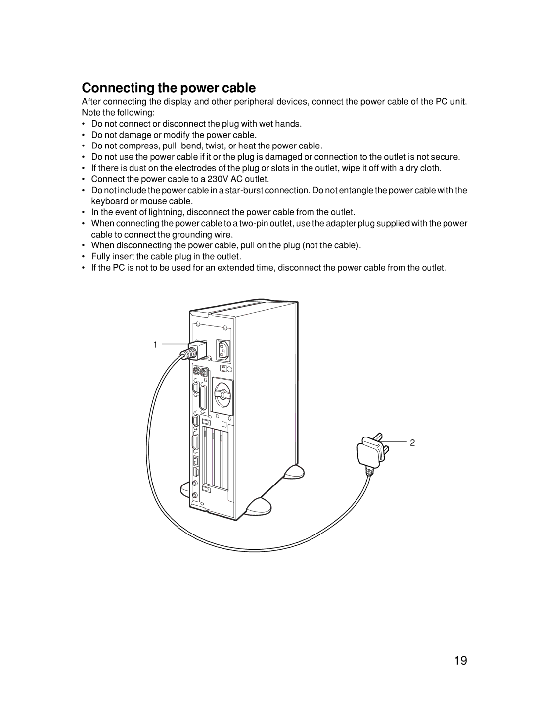 Fujitsu 500 user manual Connecting the power cable 