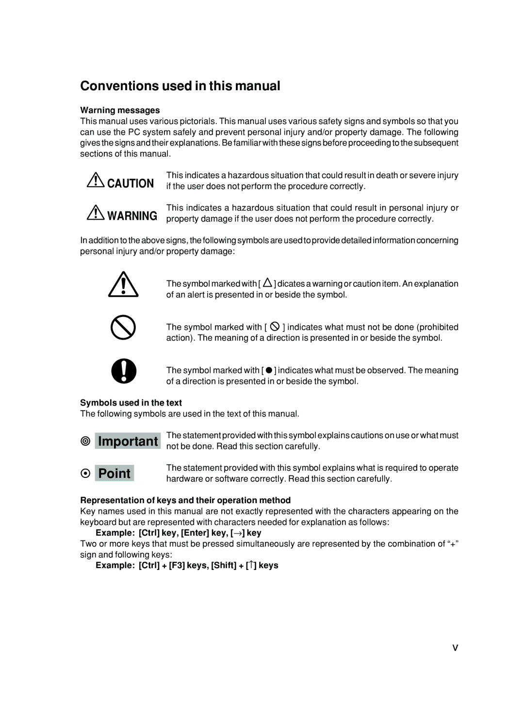 Fujitsu 500 user manual Conventions used in this manual, Point 