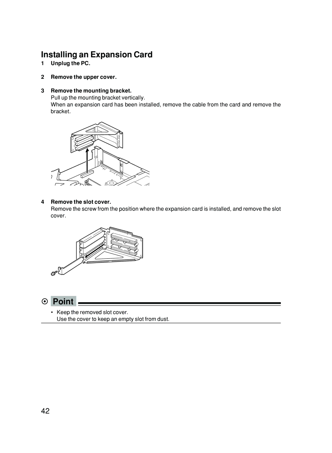 Fujitsu 500 user manual Installing an Expansion Card, Remove the slot cover 