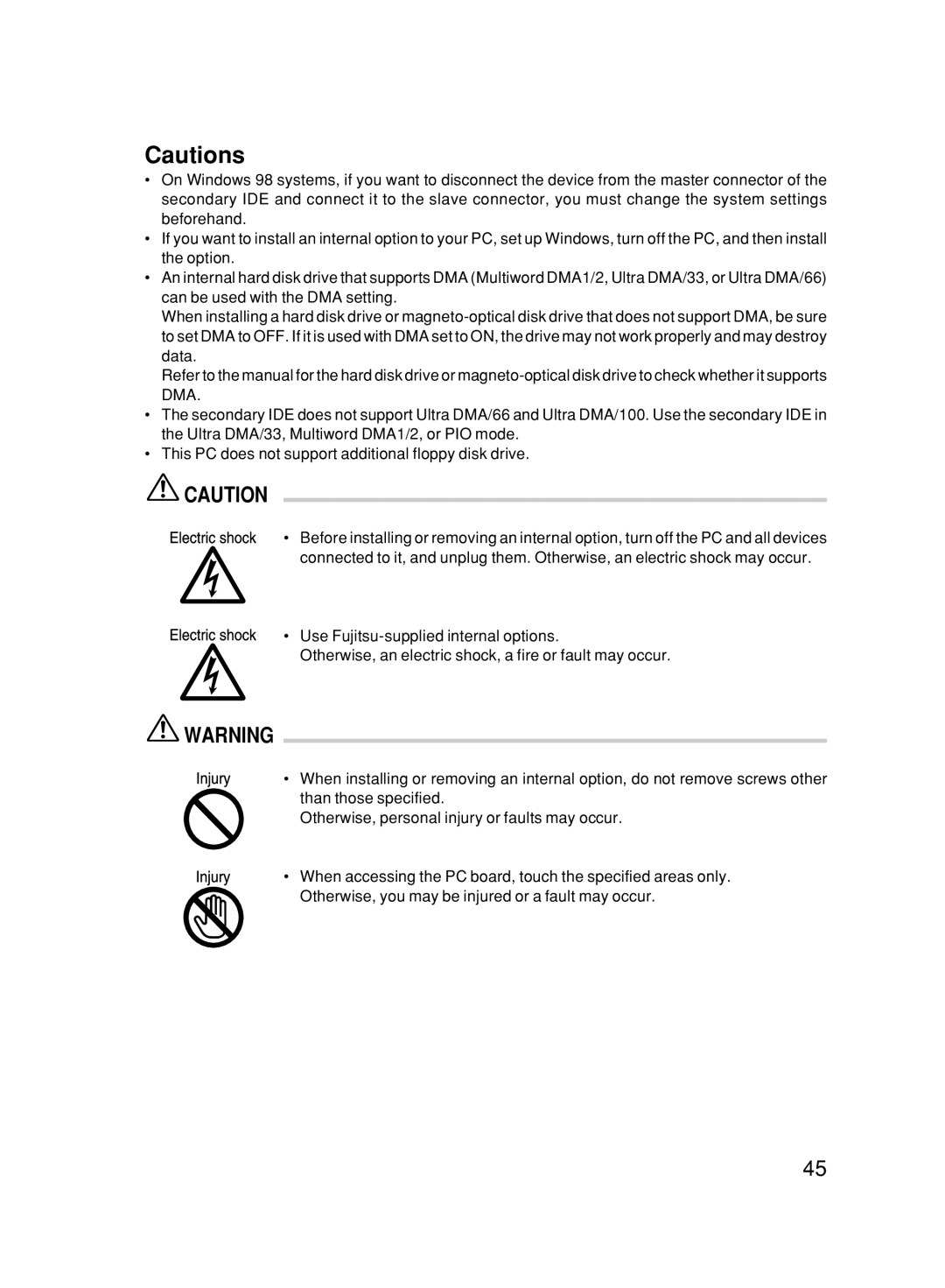 Fujitsu 500 user manual 