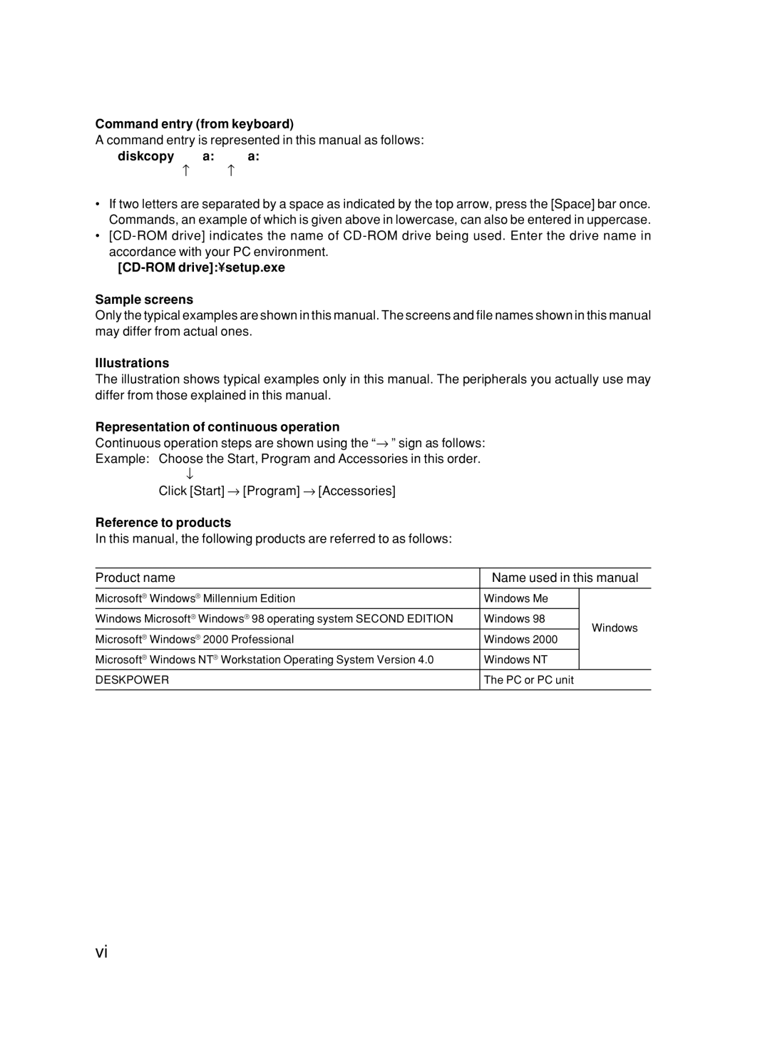 Fujitsu 500 user manual Command entry from keyboard, Diskcopy a a, CD-ROM drive¥setup.exe Sample screens, Illustrations 