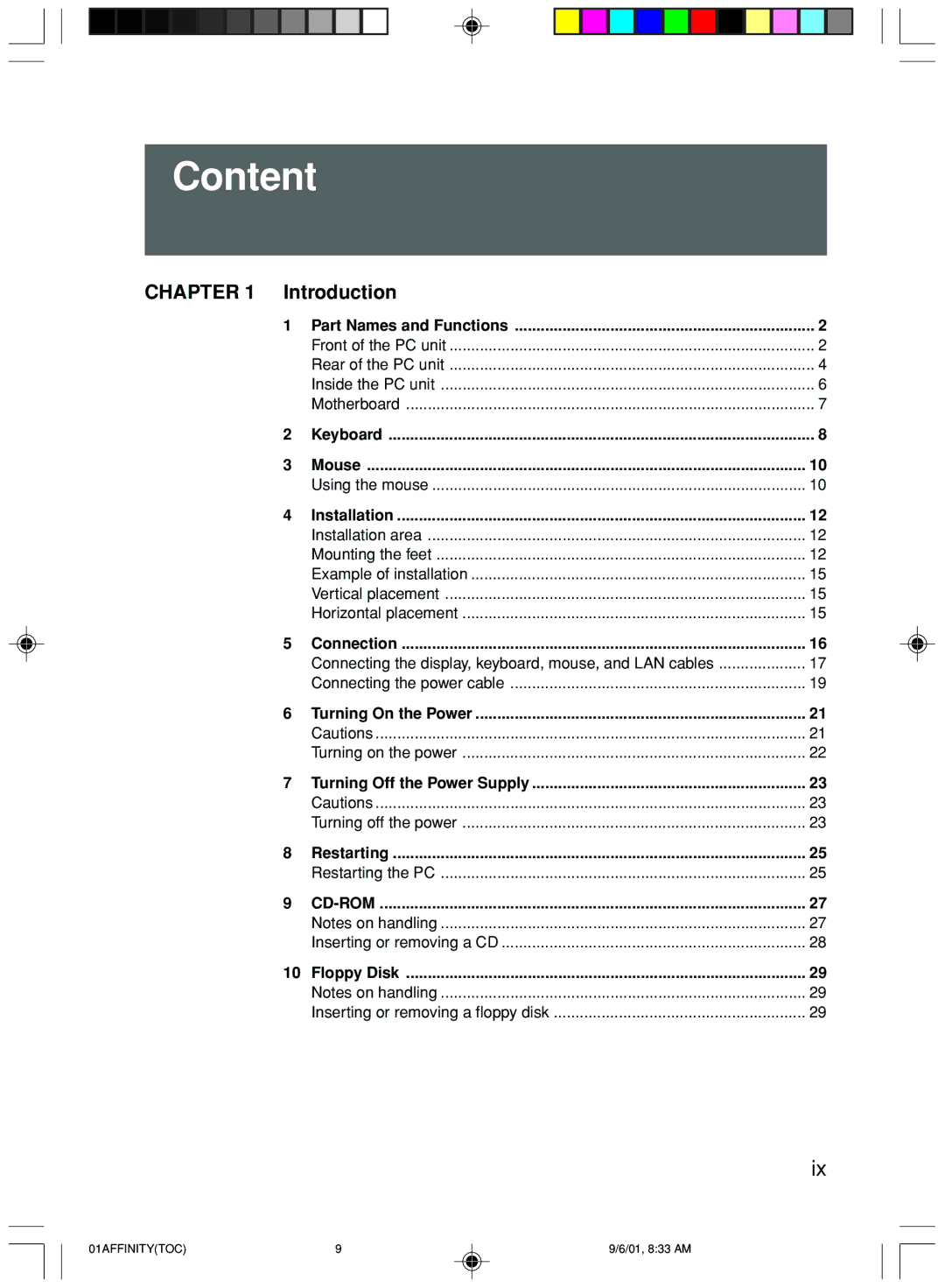 Fujitsu 500 user manual Content, Introduction 